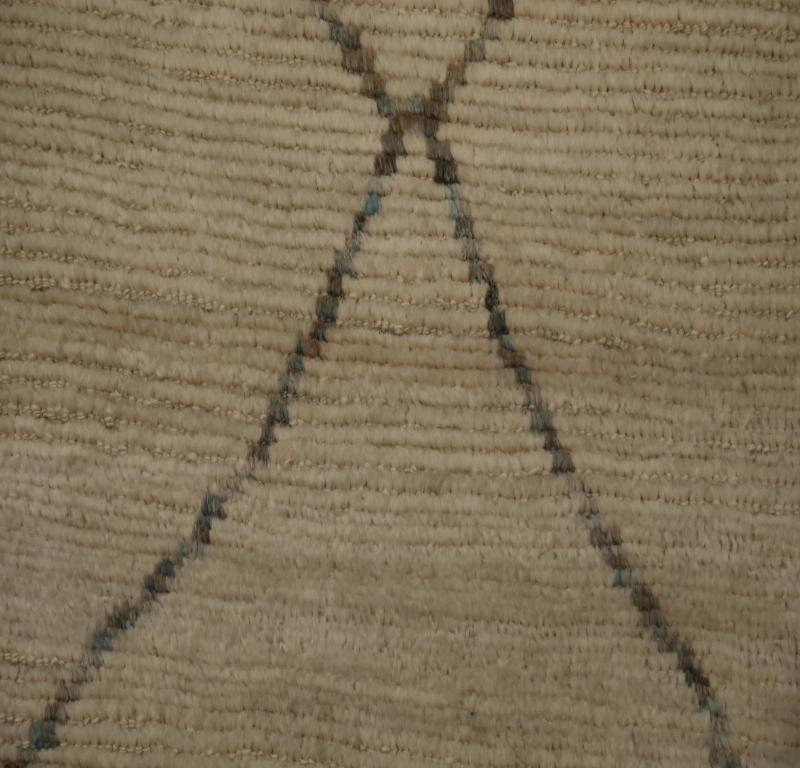 Tessuto a mano Tappeto Afghanistan Moroccan Runner - Design Lana Marrone Avorio - 98496 in vendita