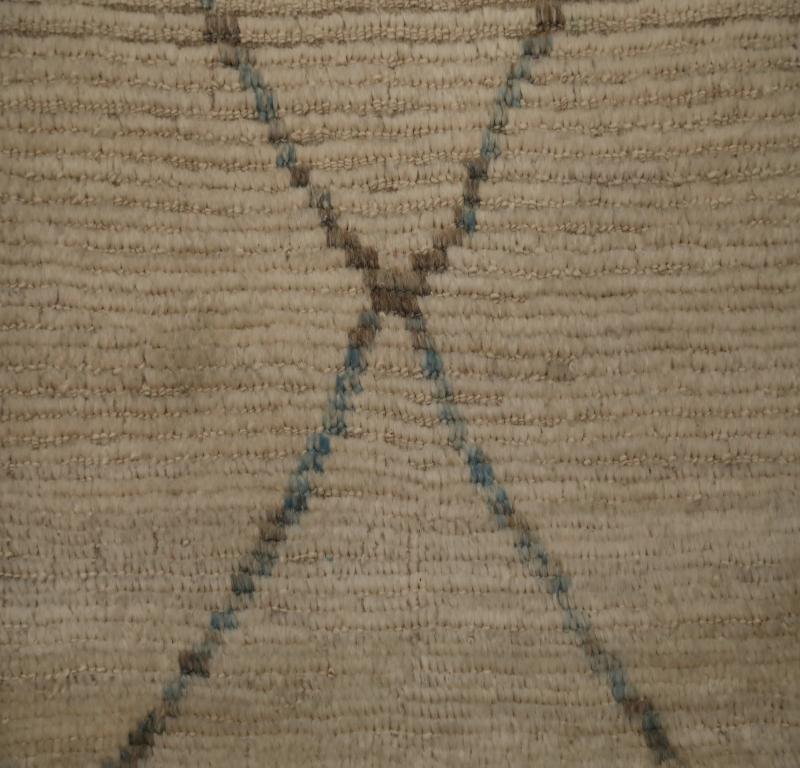 Afghanistan Moroccan Runner Rug - Wool Brown Ivory Design - 98497 In Excellent Condition For Sale In Dallas, TX