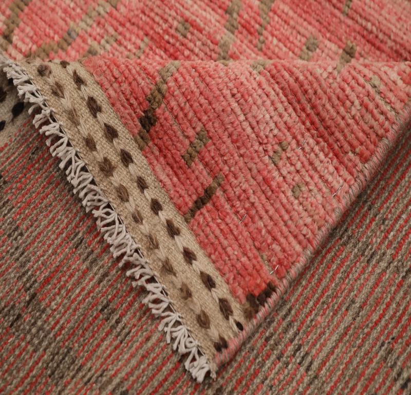 Alfombra Corredera Marroquí Afganistán - Lana Marrón Rosa Rojo Diseño - 98499 Afgano en venta