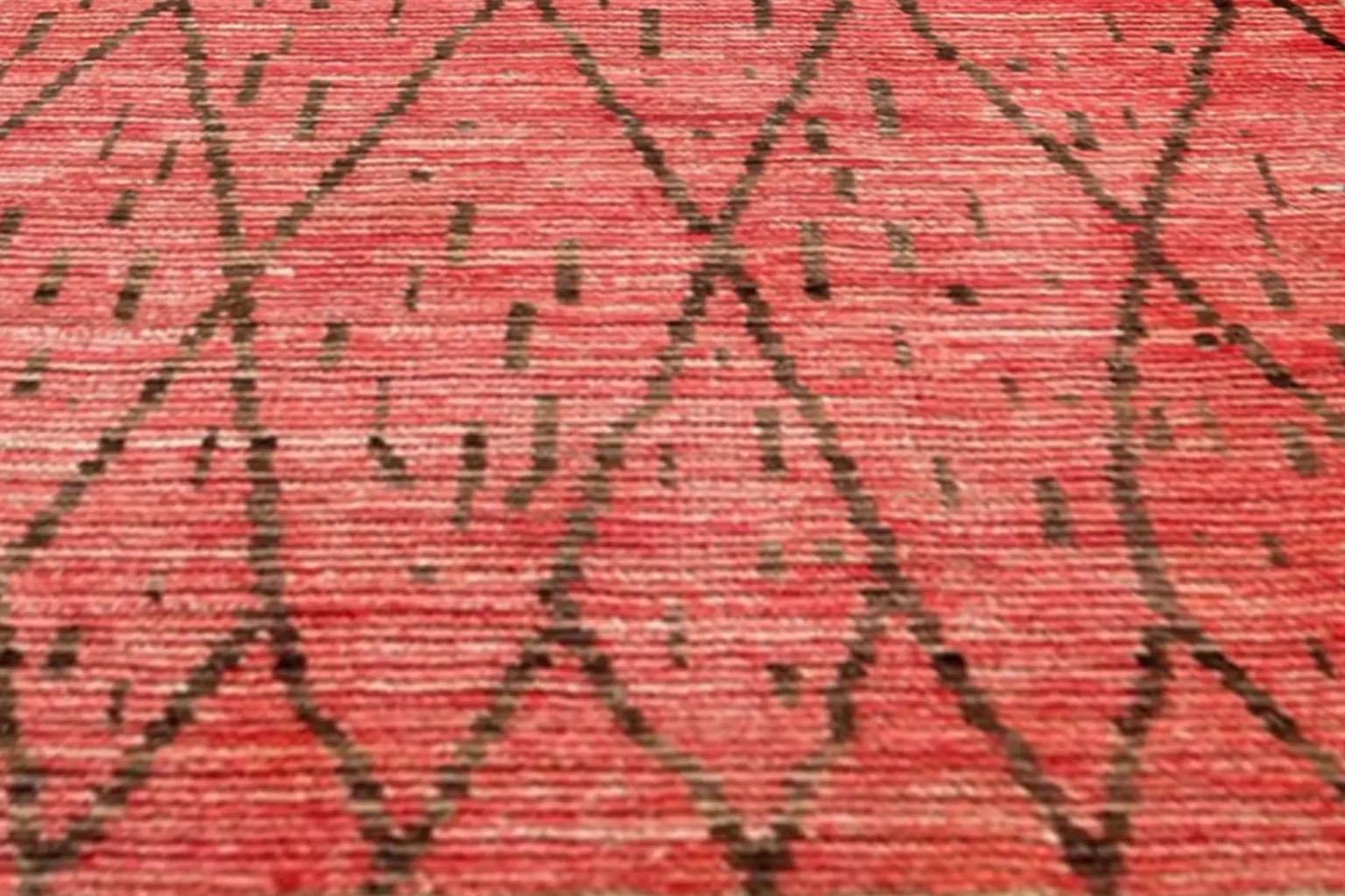 Afghanistan Marokkanischer Läufer Teppich - Wolle Braun Rosa Rot Design - 98501 (Handgeknüpft) im Angebot