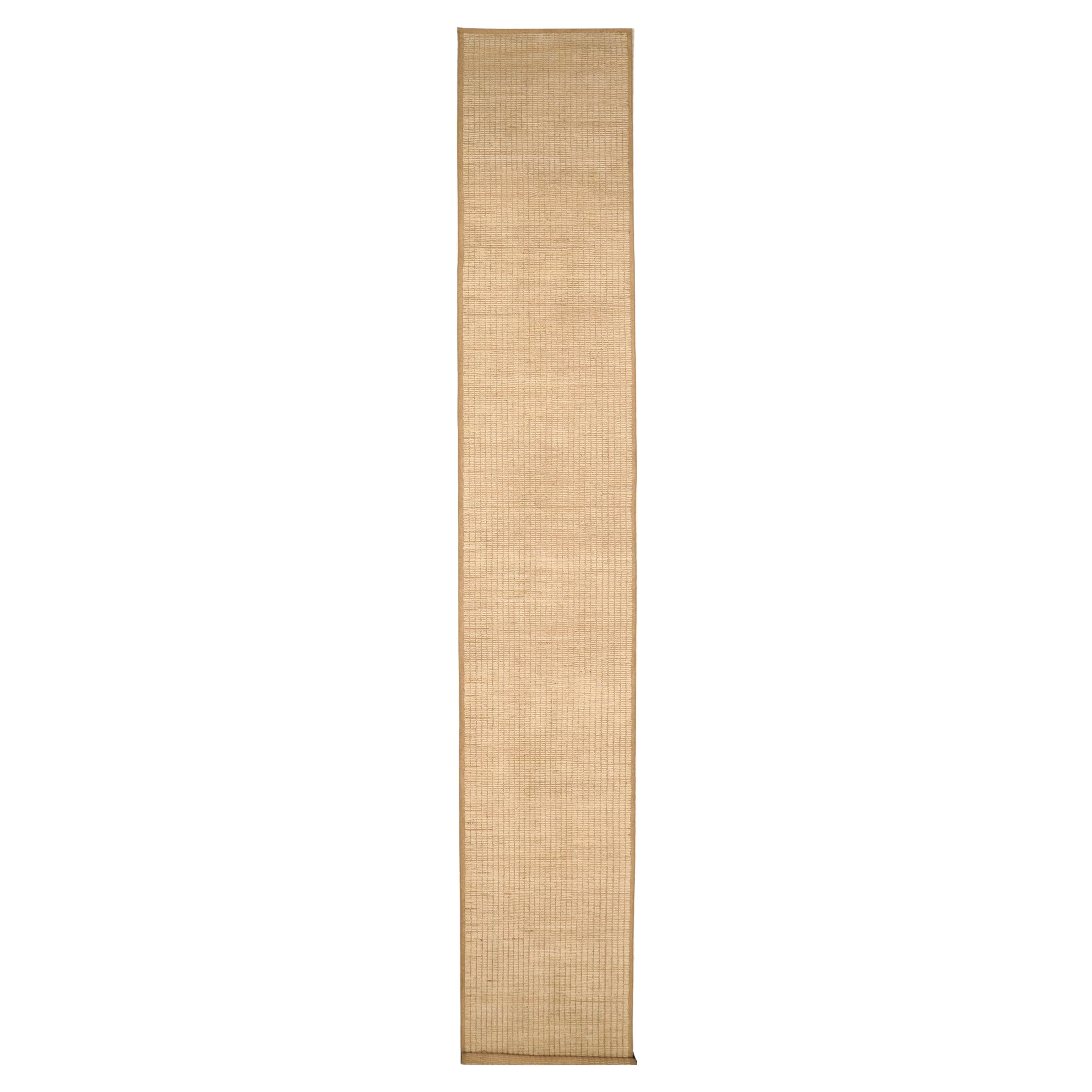 Tapis de course marocain d'Afghanistan, motif en laine ivoire - 93586