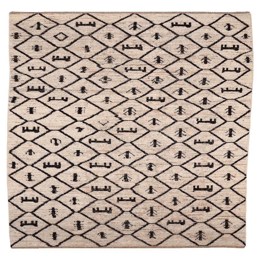 Marokkanischer Afghanistan-Läufer aus Wolle – elfenbeinfarbenes Design – 96364