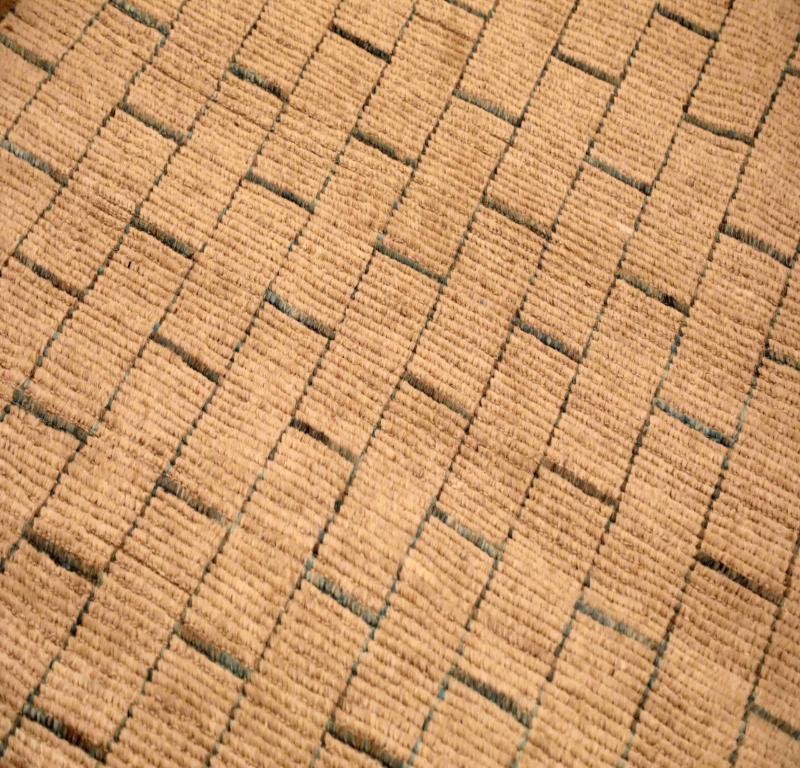 Marokkanischer Afghanistan-Läufer - Wolle Elfenbein Taupe Design - 96358 (Handgeknüpft) im Angebot