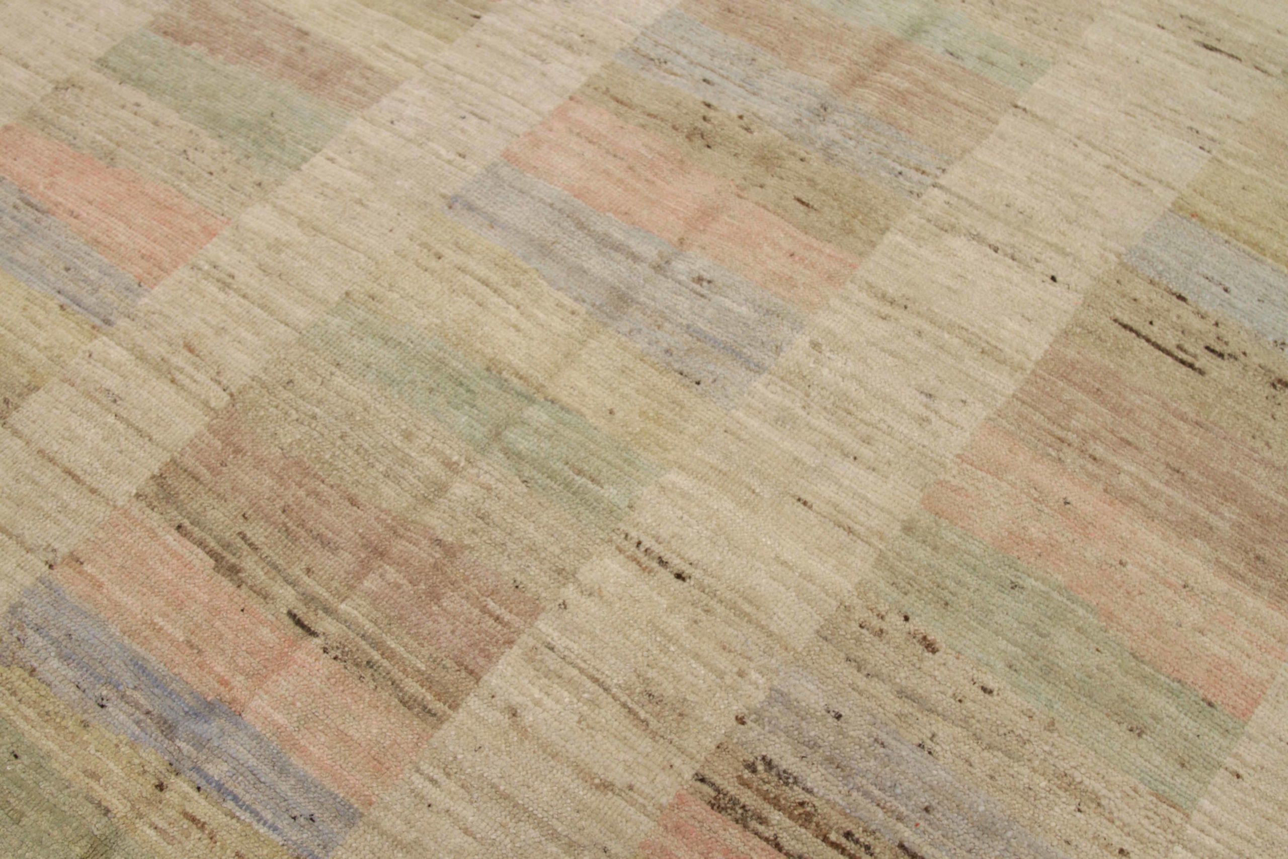 20th Century Afghanistan Moroccan Small Rug Circa 1990 - Wool Blue Green Pink Yellow - 92288 For Sale