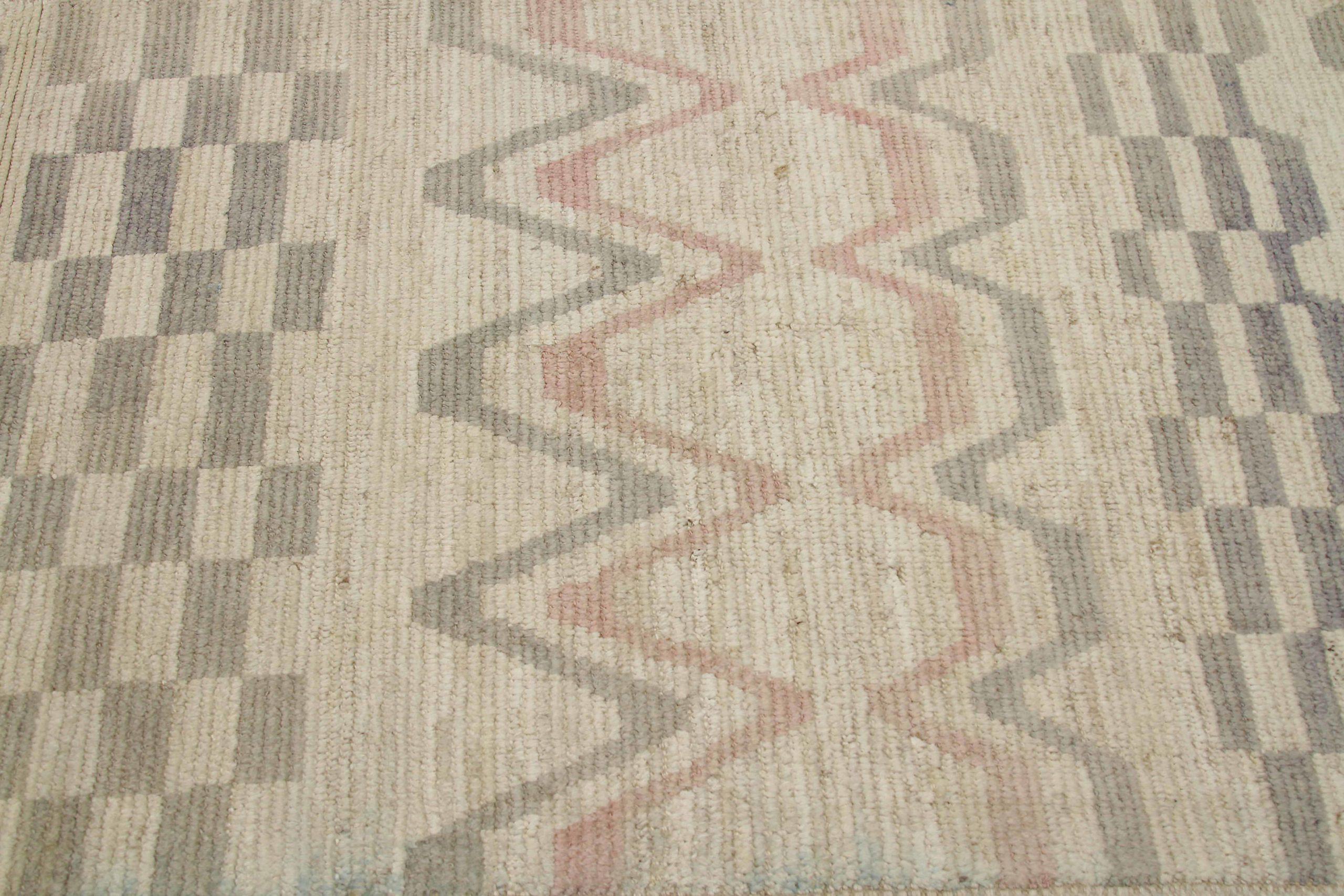 Marokkanischer kleiner Afghanistan-Teppich Circa 1990 - Wolle Grau Elfenbein Rosa Design - 90542 (Afghanisch) im Angebot