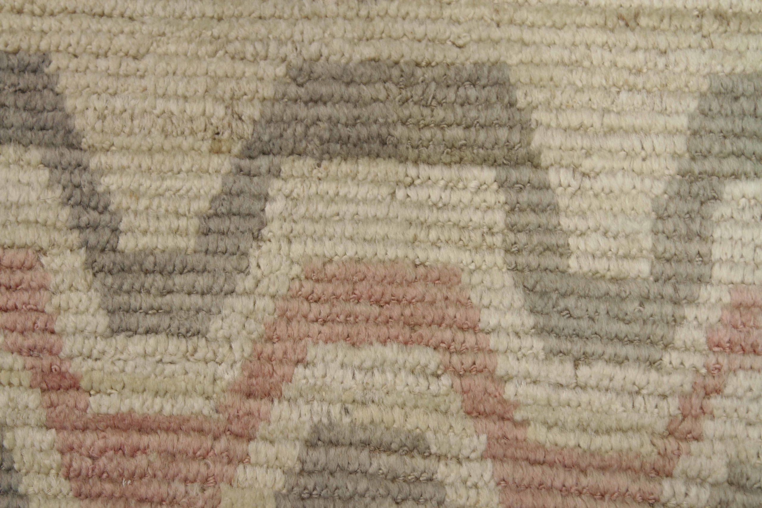 Marokkanischer kleiner Afghanistan-Teppich Circa 1990 - Wolle Grau Elfenbein Rosa Design - 90542 (20. Jahrhundert) im Angebot