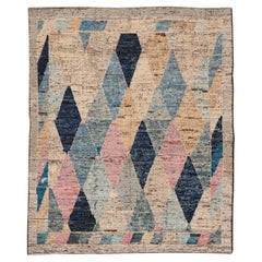 Tappeto Afghanistan Moroccan Small - Lana Blu Blu Navy Rosa - 93804