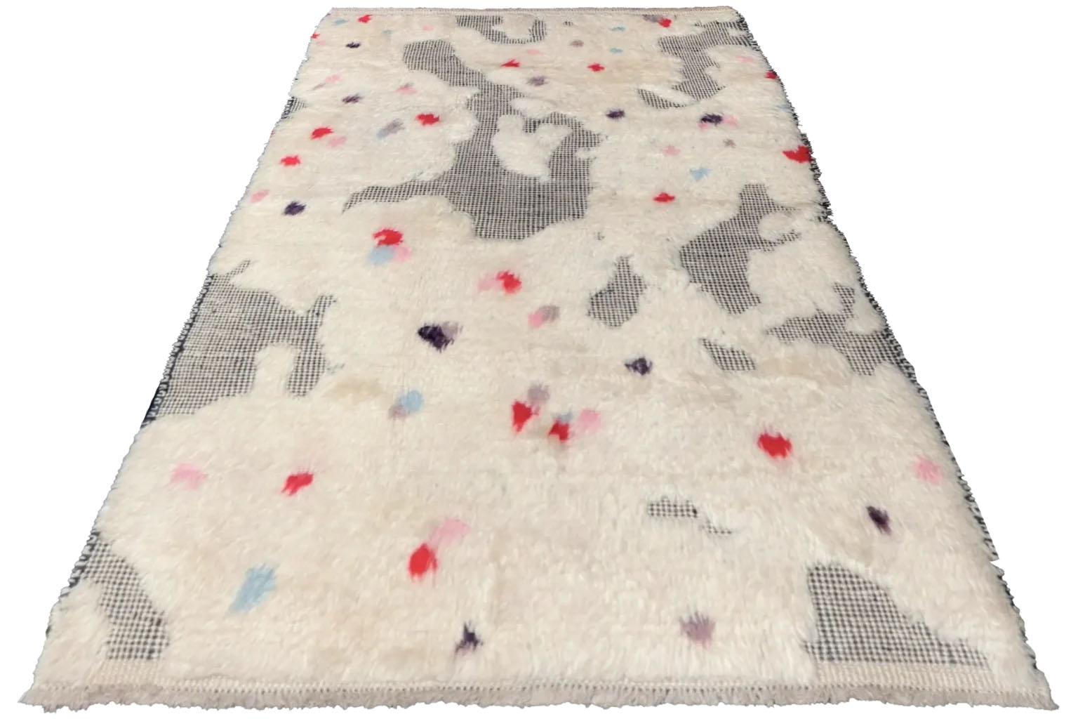 Alfombra Marroquí Afgana Small Design - Lana Marfil Rojo - 93597 Tribal en venta