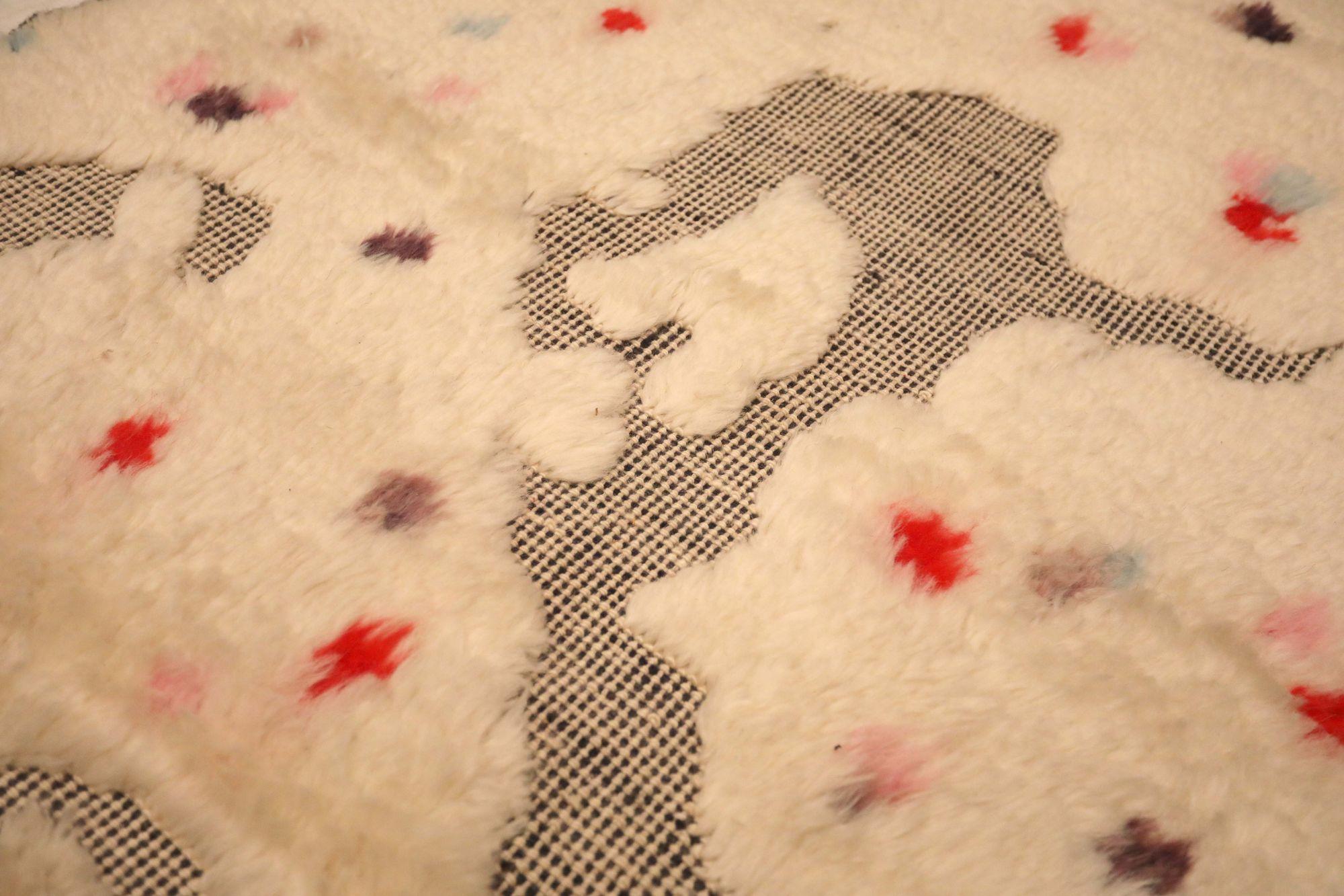 Marokkanischer kleiner Afghanistan-Teppich - Wolle Elfenbeinrot Design - 93597 im Zustand „Hervorragend“ im Angebot in Dallas, TX