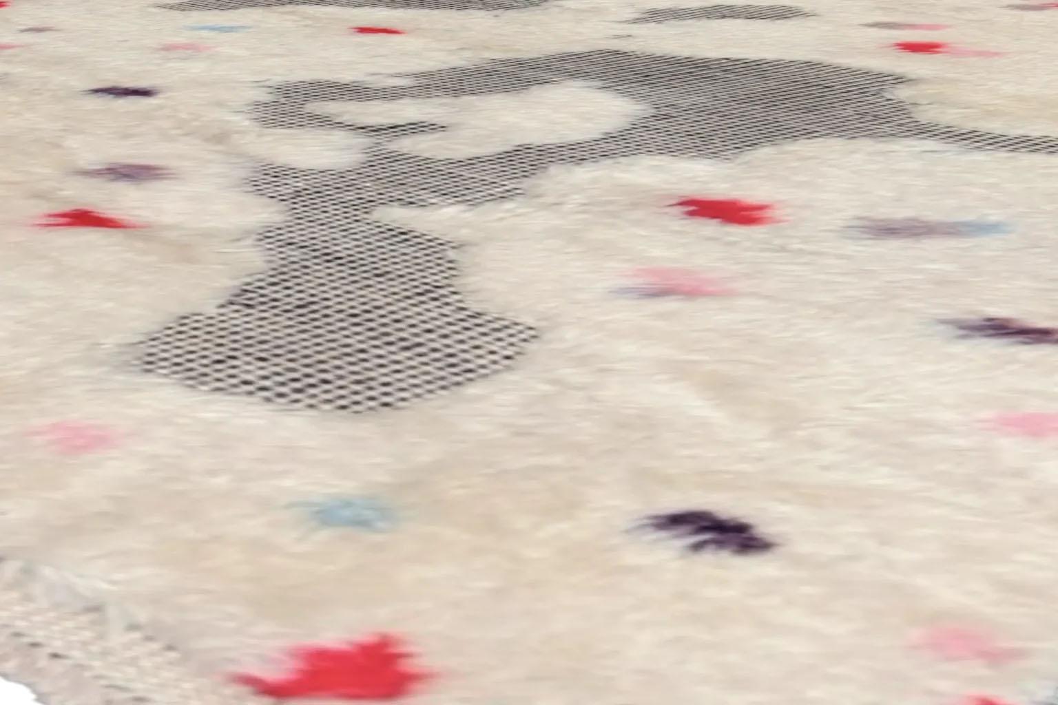 Alfombra Marroquí Afgana Small Design - Lana Marfil Rojo - 93597 siglo XX en venta
