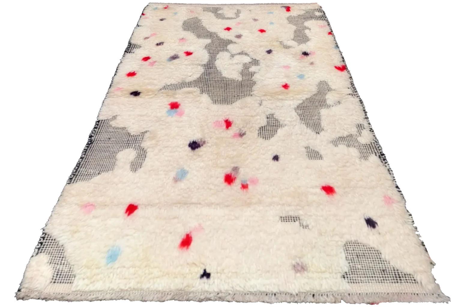 Alfombra Marroquí Afgana Small Design - Lana Marfil Rojo - 93599 Afgano en venta
