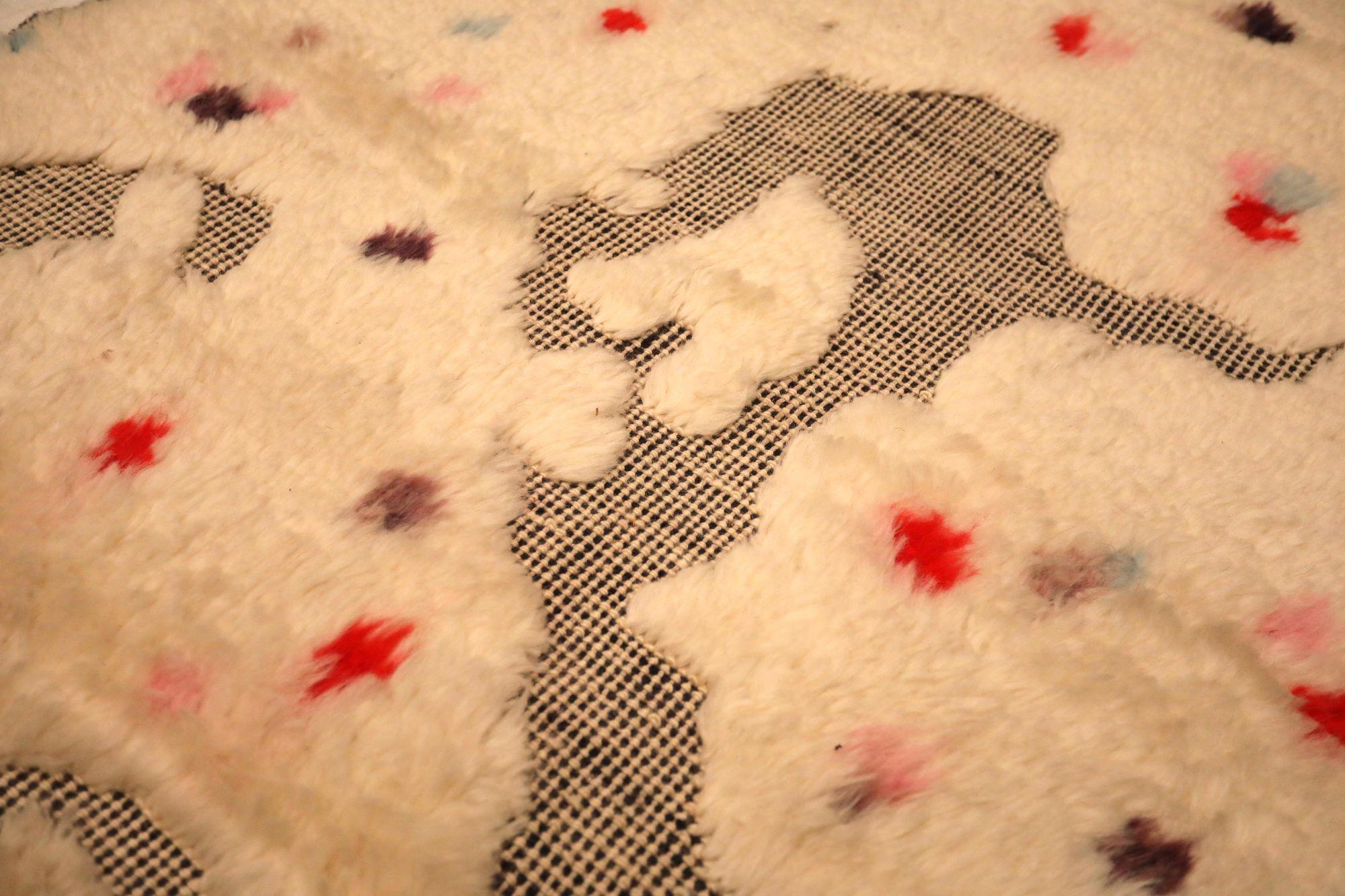 Marokkanischer kleiner Afghanistan-Teppich - Wolle Elfenbeinrot Design - 93599 (Afghanisch) im Angebot