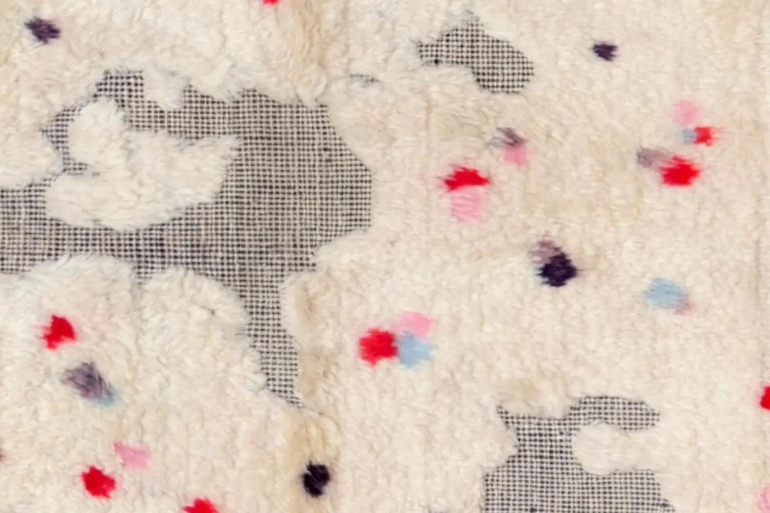 Alfombra Marroquí Afgana Small Design - Lana Marfil Rojo - 93599 siglo XX en venta