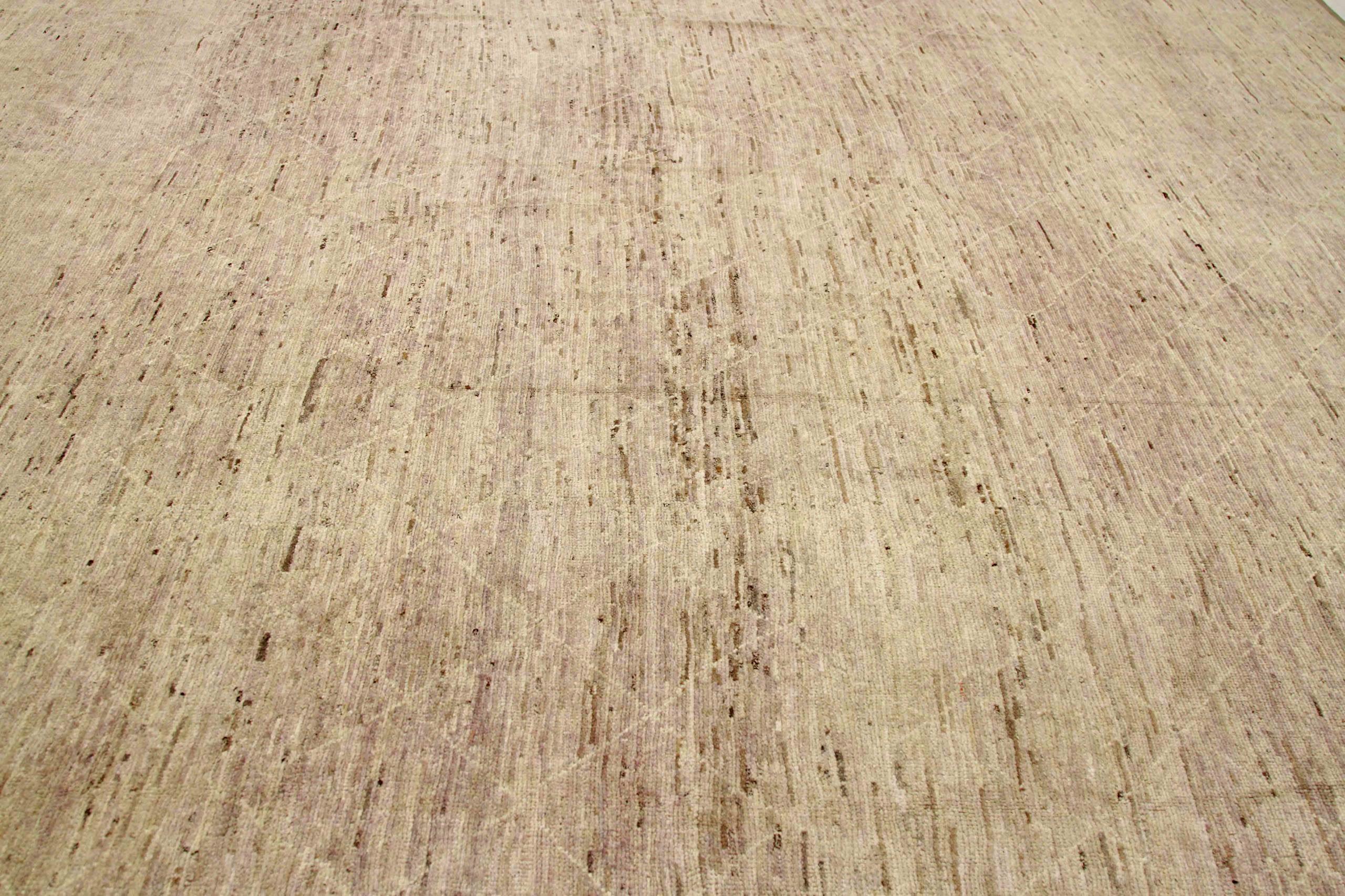 20th Century Afghanistan Moroccan Square Area Rugs Circa 1990 - Wool Ivory Purpel - 90403 For Sale