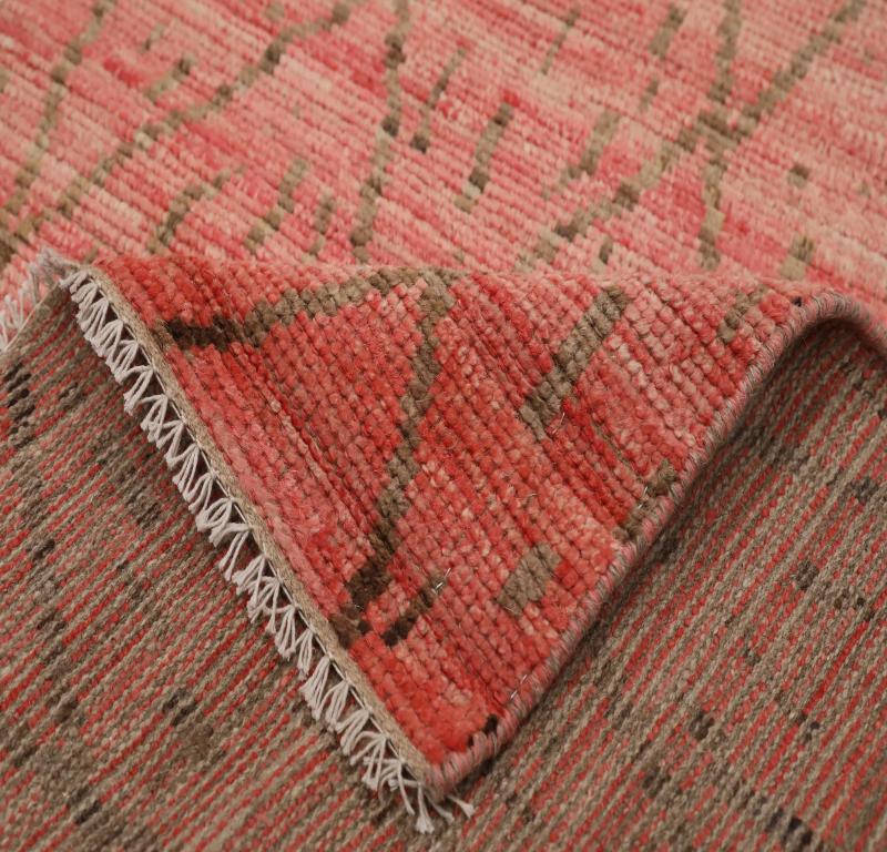 Afghanistan Marokkanisch - Wolle Braun Rosa Rot Design - 98500 (Afghanisch) im Angebot