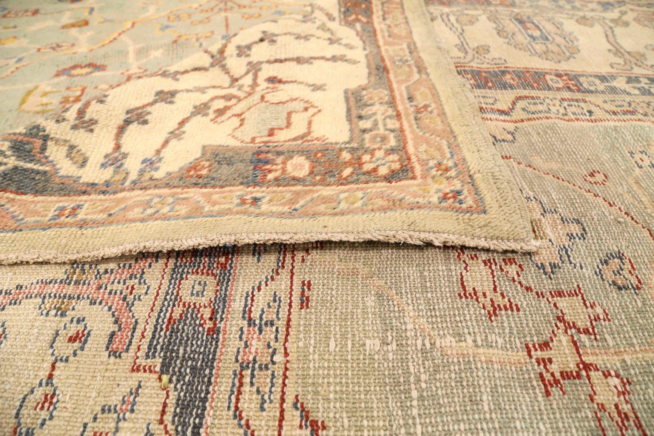 Afghanistan Oushak Bereich Teppiche CIRCA 1910 - Wolle Blau Braun Elfenbein 73751 im Zustand „Hervorragend“ im Angebot in Dallas, TX