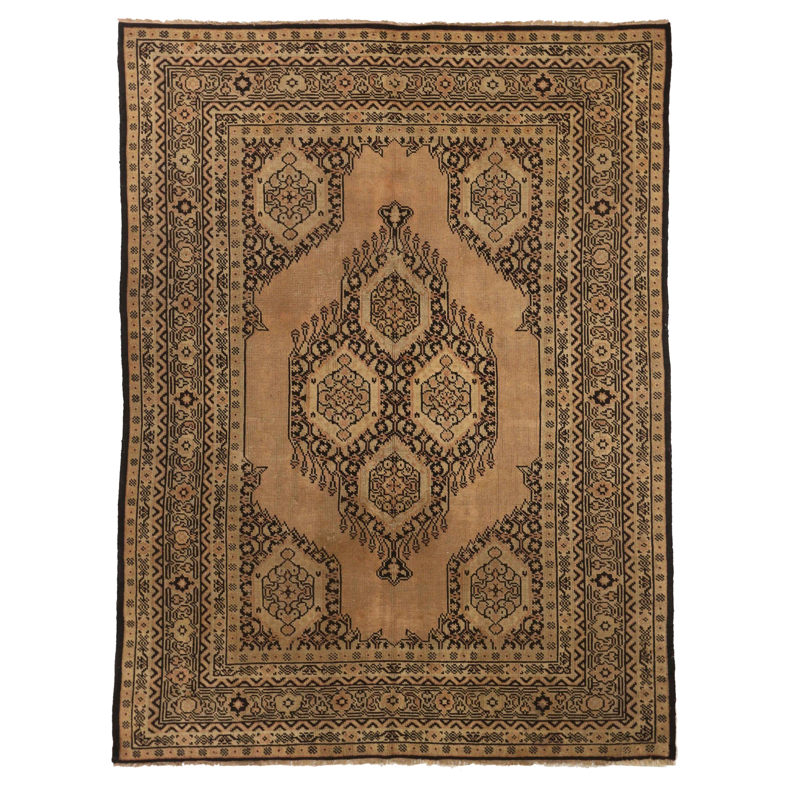 Tappeti dell'Afghanistan Oushak Circa 1910 - Lana Marrone Avorio 72536