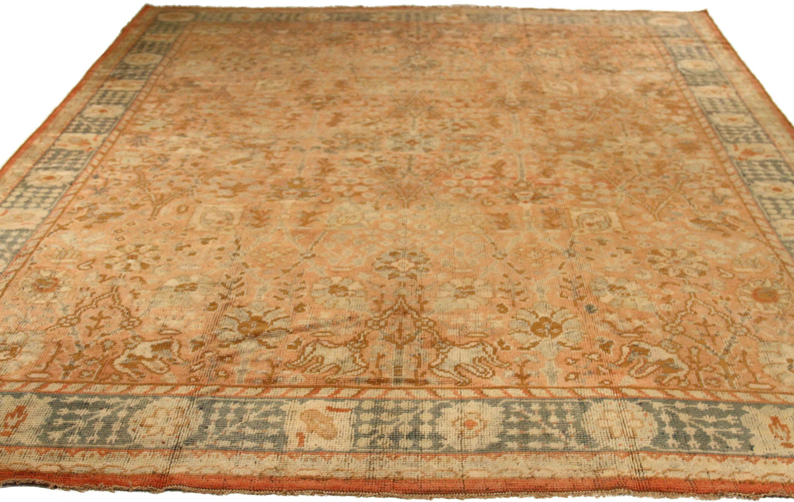 Entdecken Sie die Eleganz von Afghanistan Oushak mit Teppichen von Circa 1910. Dieses exklusive Design aus Wolle und BraunRotTerrakotta ist perfekt, um Ihren Raum zu verschönern.