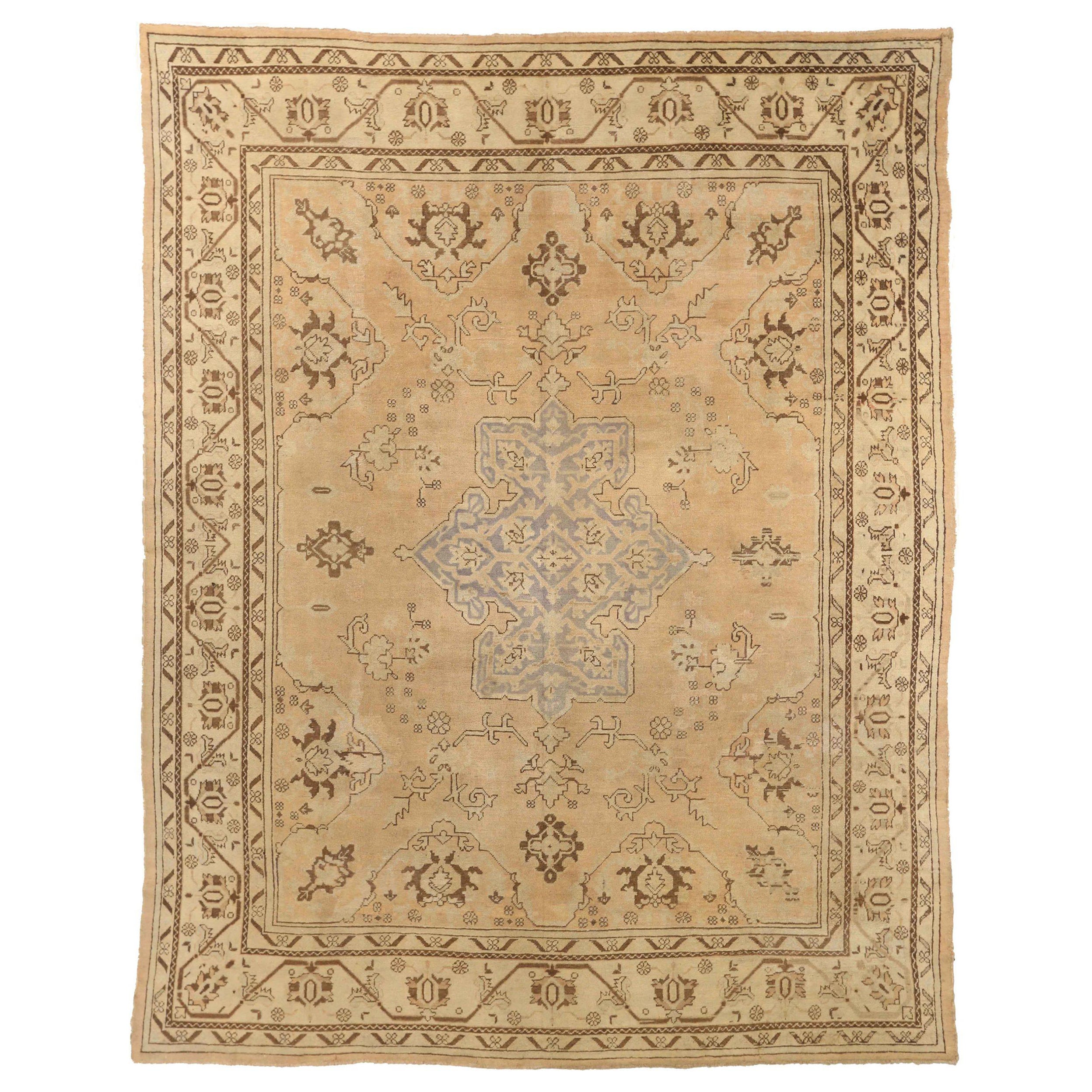 Tappeti dell'Afghanistan Oushak Circa 1940 - Lana Blu Marrone Avorio 72387
