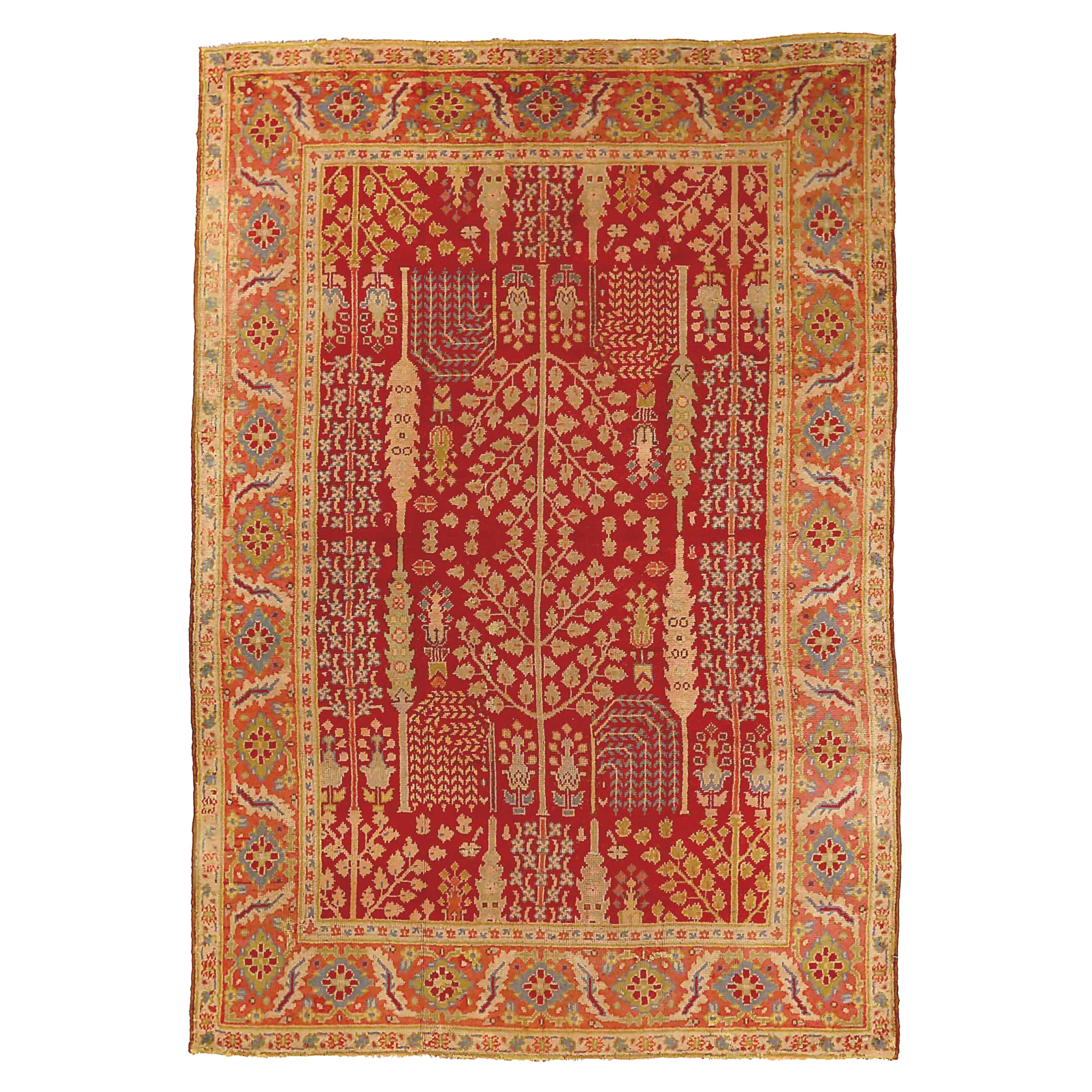 Afghanistan Oushak Area Rugs Circa 1940 - Wool Blue Ivory Red 71853