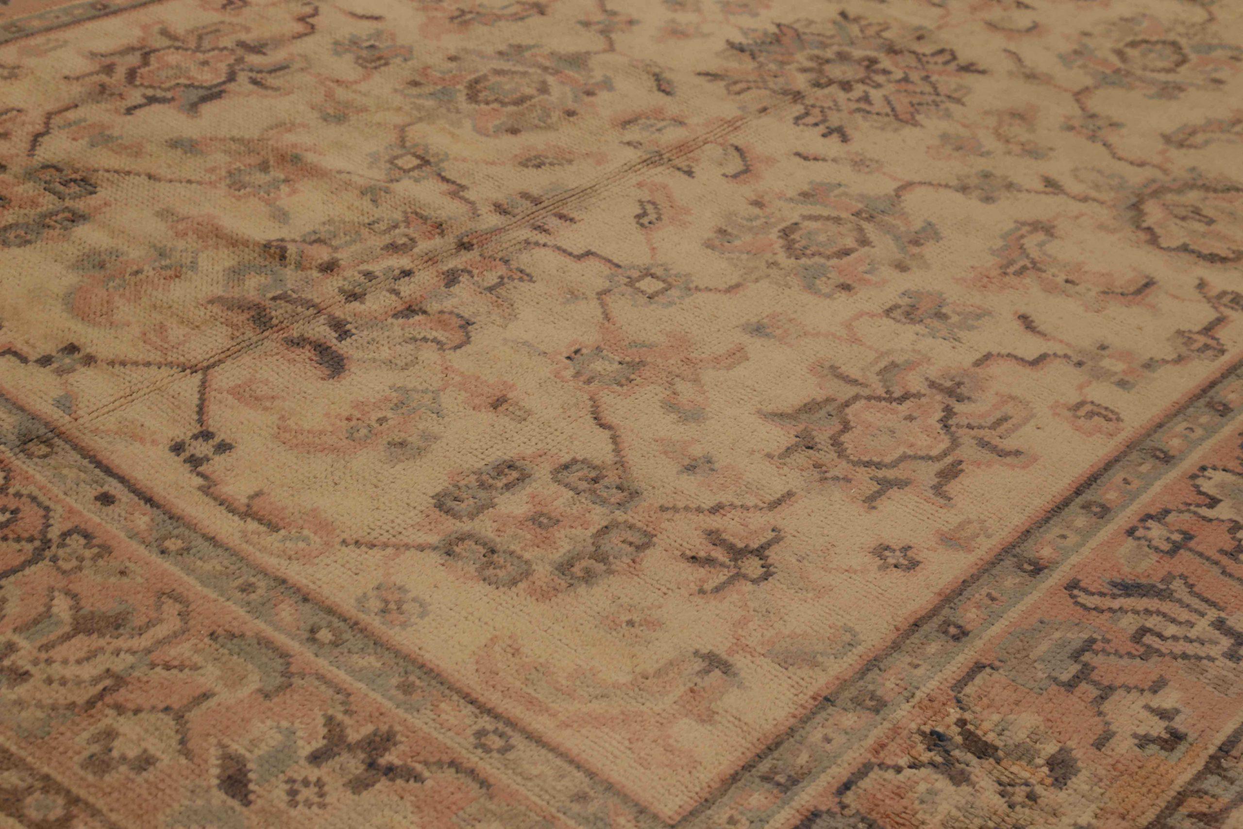 Afghanistan Oushak Area Rugs CIRCA 1940 - Wolle Brown Elfenbein Rosa 72358 (Afghanisch) im Angebot