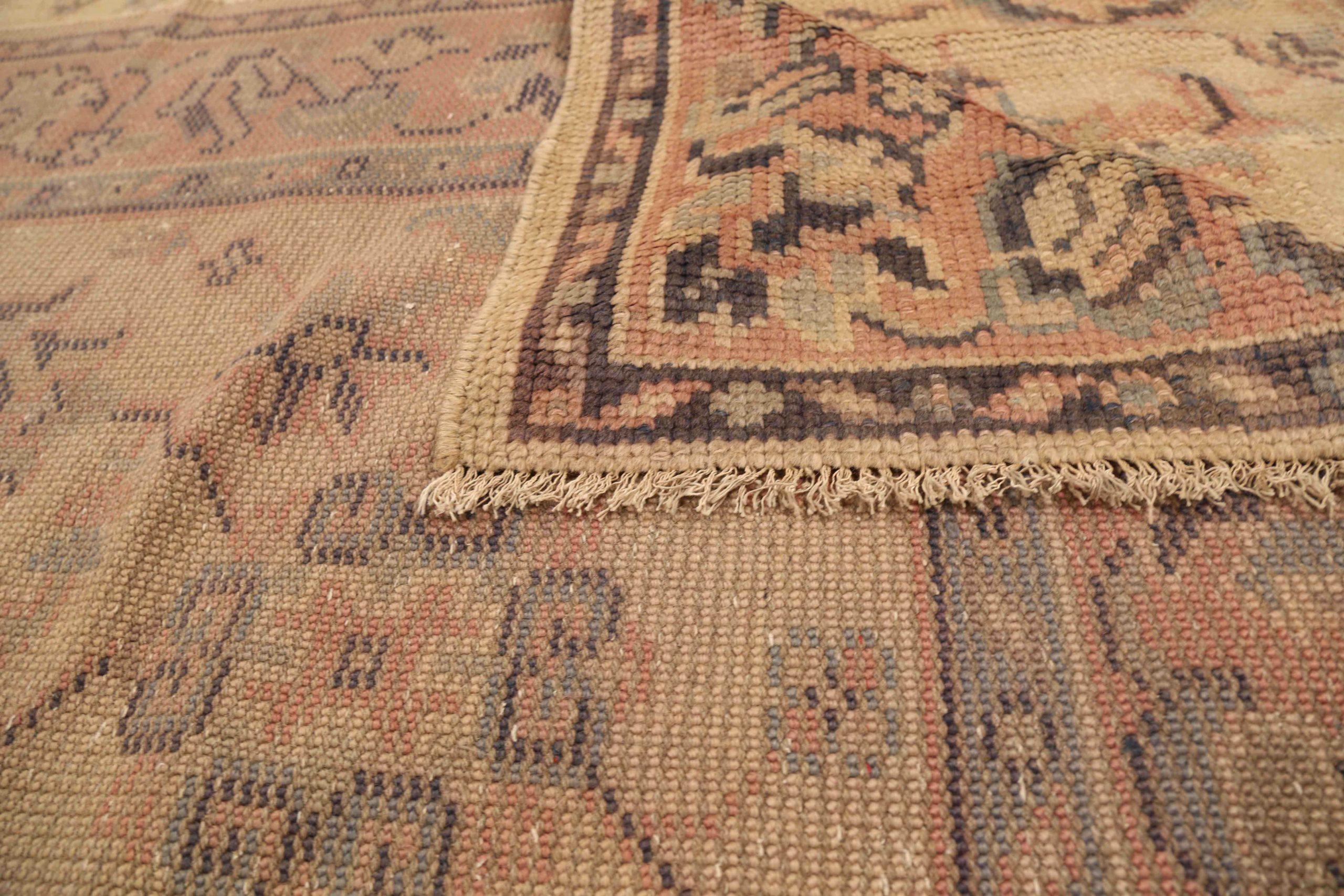 Afghanistan Oushak Area Rugs CIRCA 1940 - Wolle Brown Elfenbein Rosa 72358 im Zustand „Hervorragend“ im Angebot in Dallas, TX