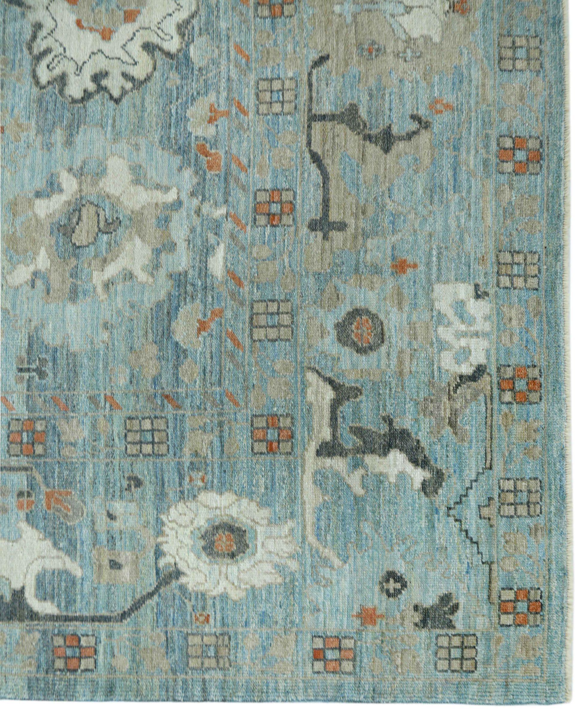 Tappeti Afghanistan Oushak Circa 1990 - Lana Nero Blu Avorio Design - 90752 In condizioni ottime in vendita a Dallas, TX