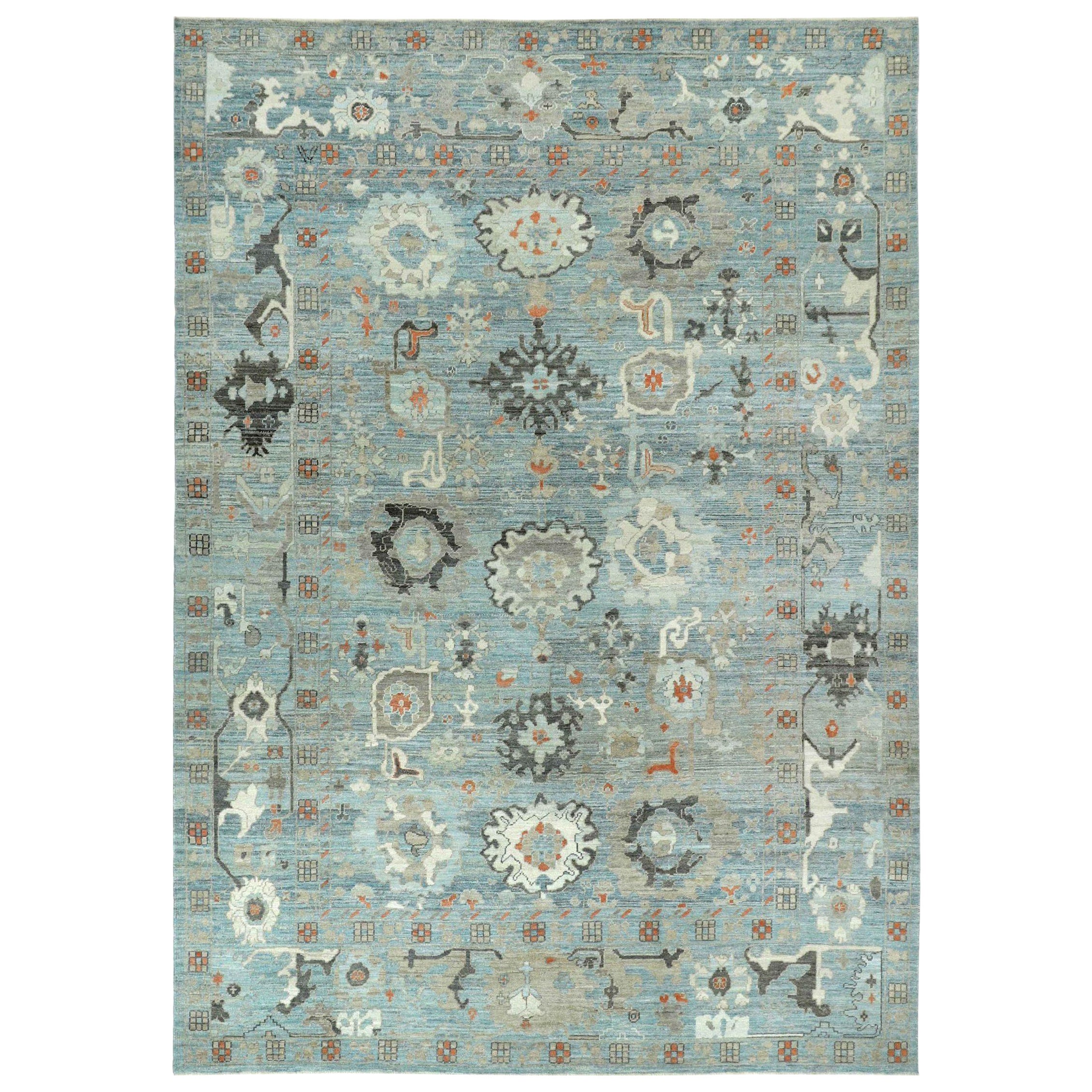 Tappeti Afghanistan Oushak Circa 1990 - Lana Nero Blu Avorio Design - 90752 in vendita