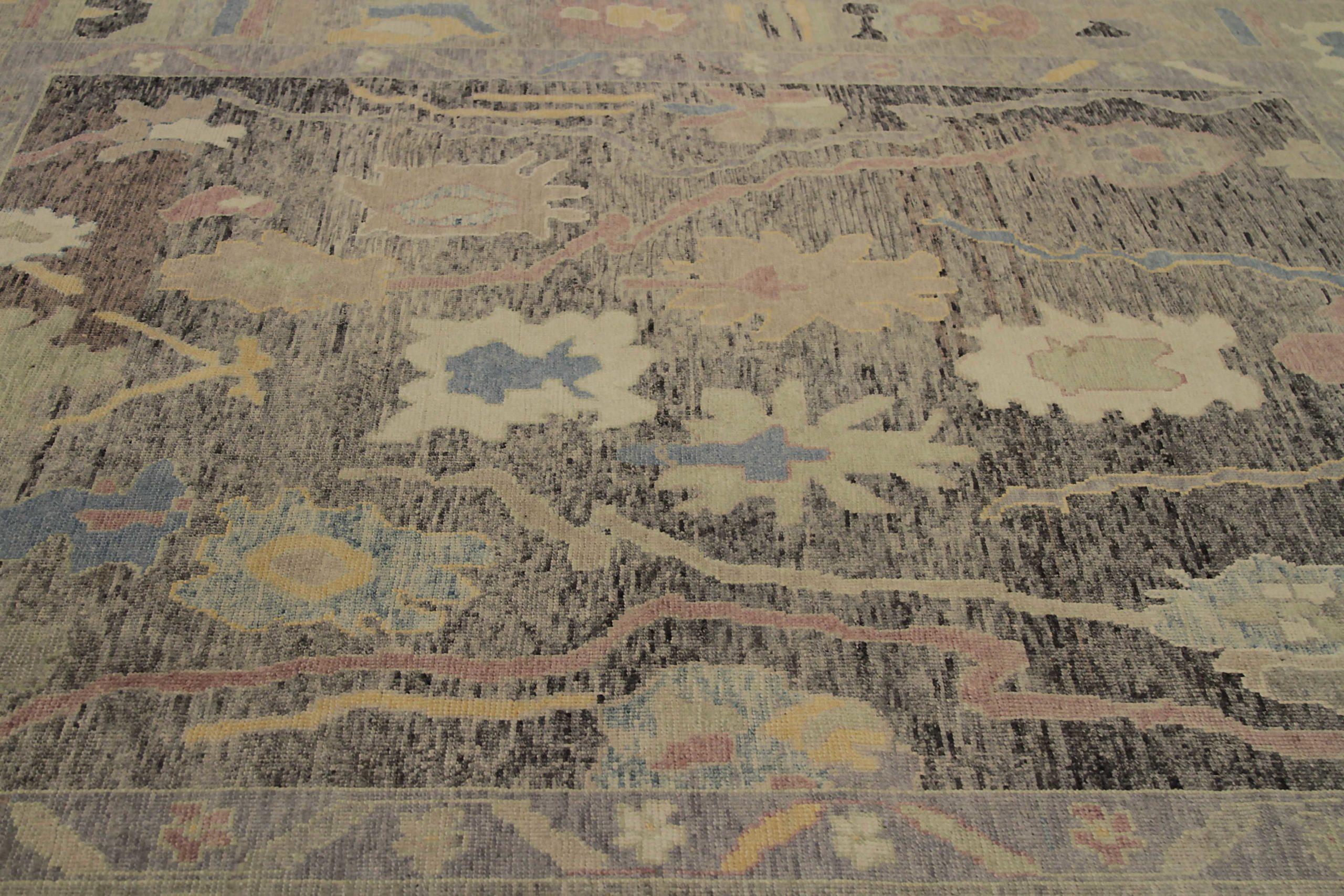 Afghanistan Tapis Oushak Circa 1990 - Laine Bleu Brown Rose Jaune - 90663 Excellent état - En vente à Dallas, TX