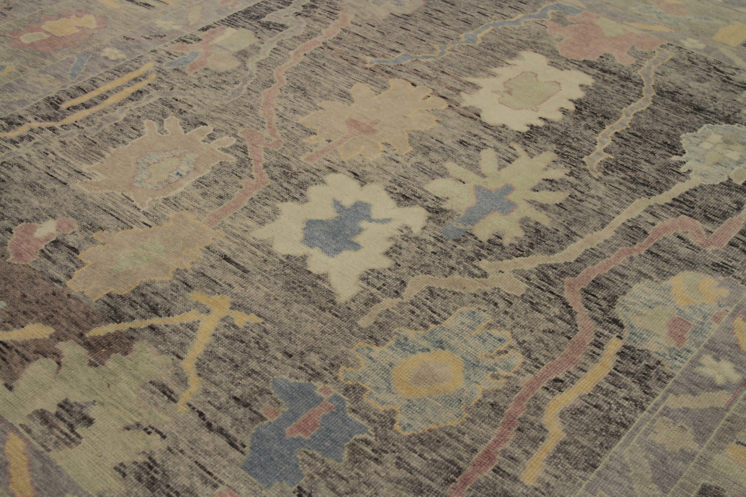 20ième siècle Afghanistan Tapis Oushak Circa 1990 - Laine Bleu Brown Rose Jaune - 90663 en vente
