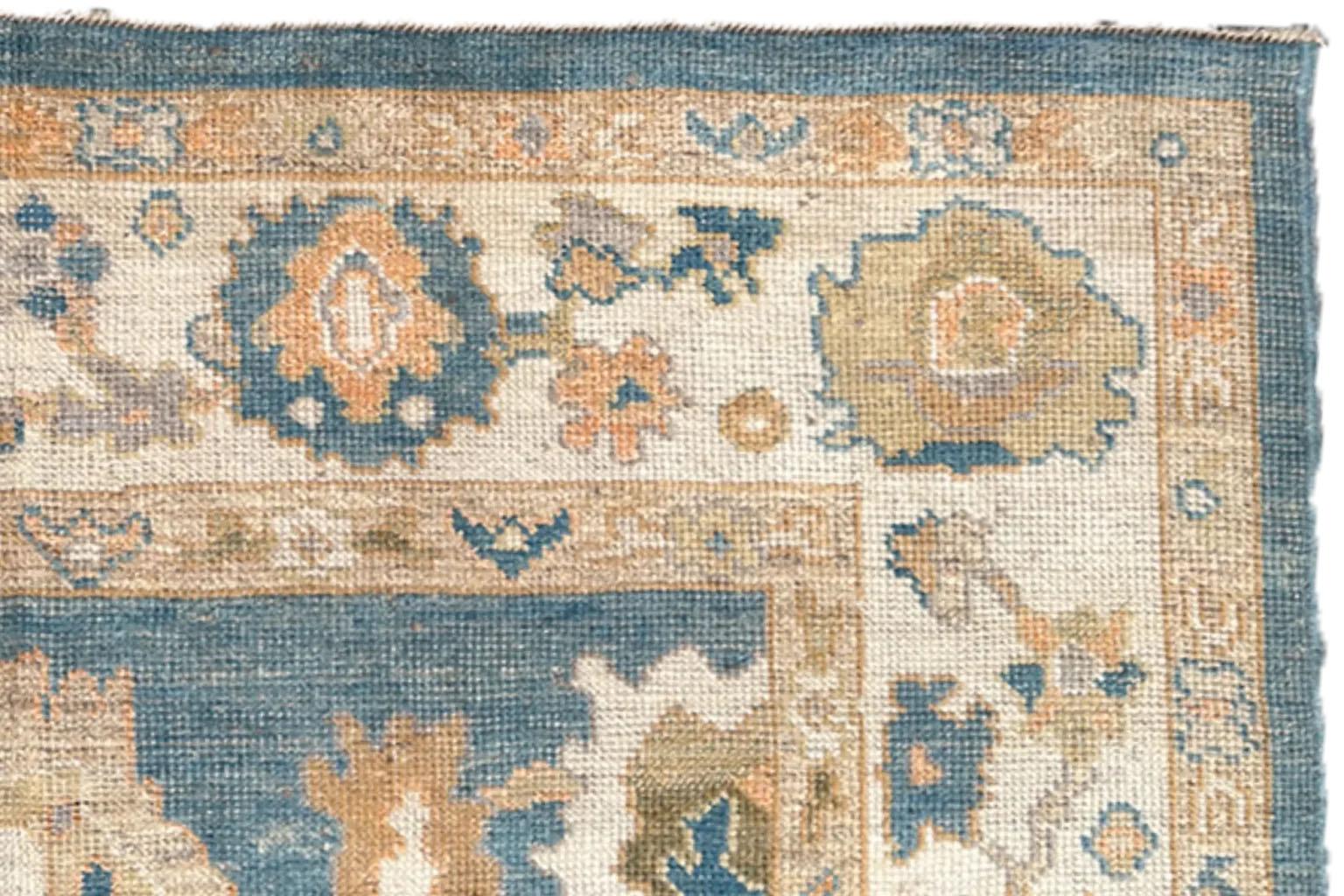 Alfombras de Afganistán Oushak Circa 1990 - Lana Diseño Azul - 95490 siglo XX en venta