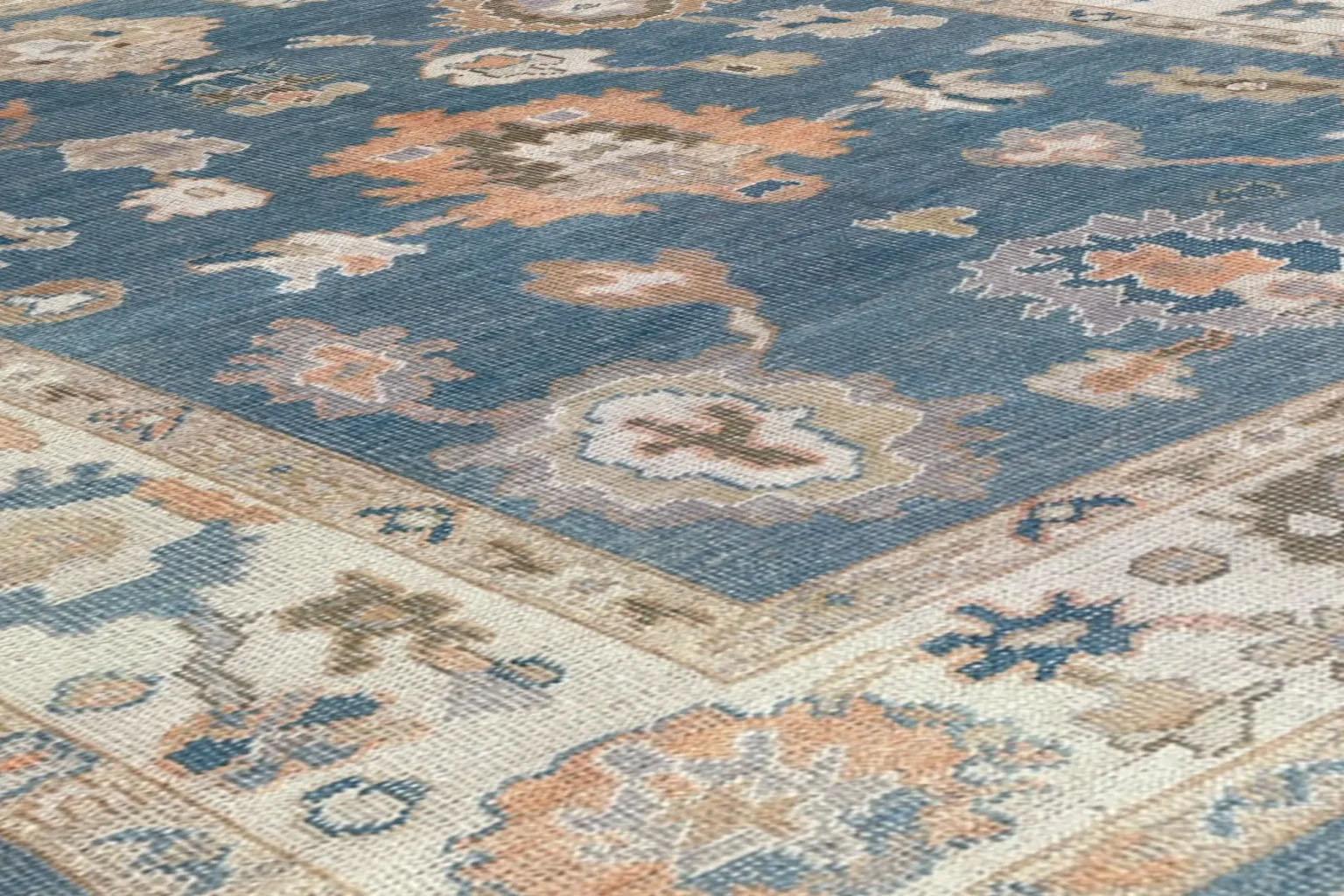 Alfombras de Afganistán Oushak Circa 1990 - Lana Diseño Azul - 95490 en venta 2
