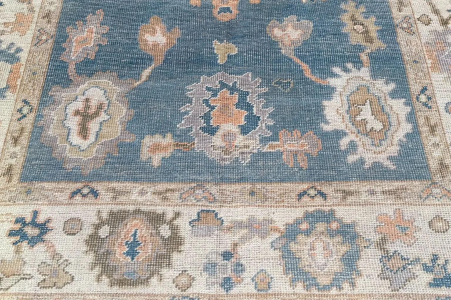 Alfombras de Afganistán Oushak Circa 1990 - Lana Diseño Azul - 95490 en Excelente estado para la venta en Dallas, TX