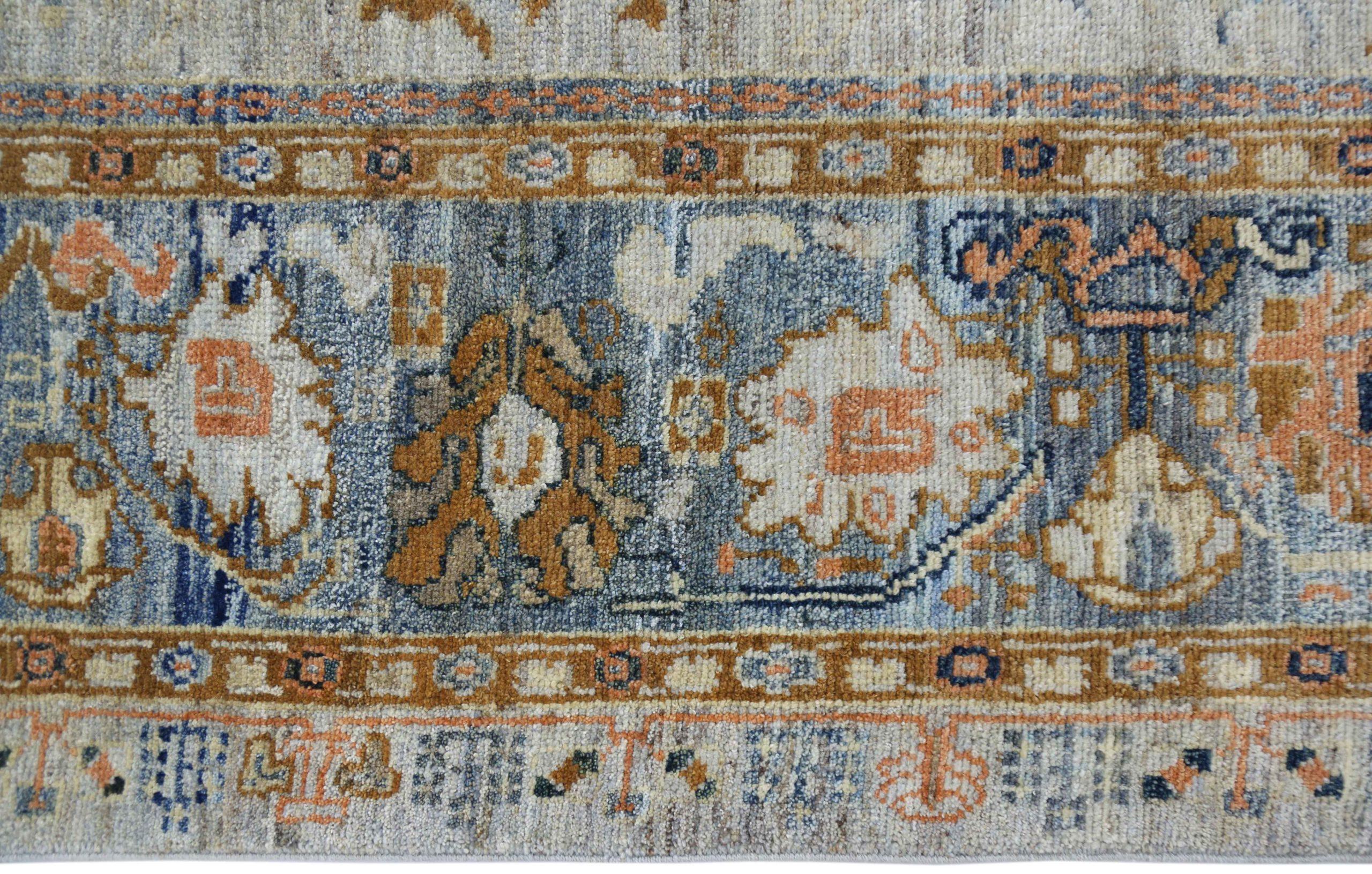 Afghanistan Oushak-Teppiche Circa 1990 - Wolle Blau Elfenbein Design - 90747 (20. Jahrhundert) im Angebot