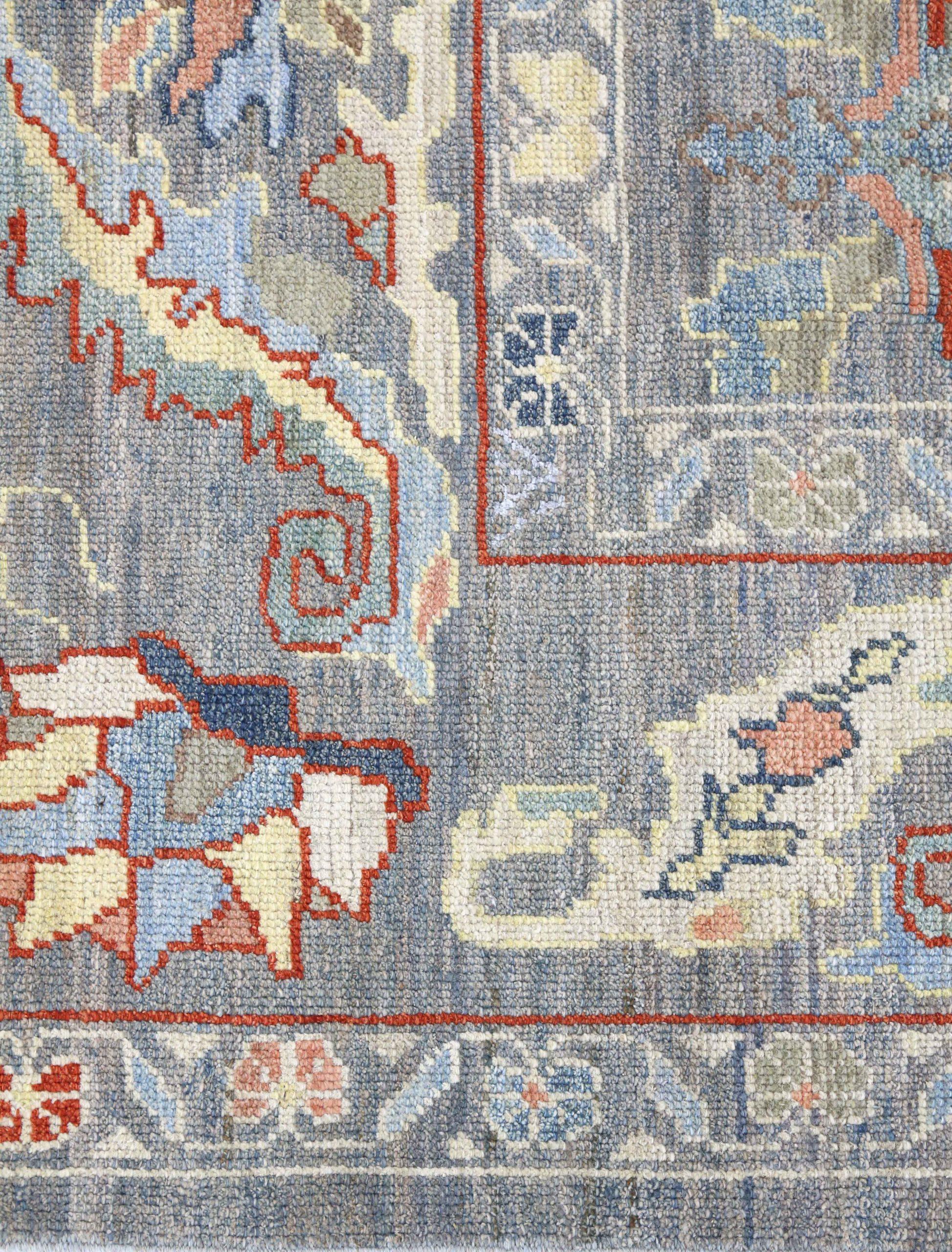 Alfombras de Afganistán Oushak Circa 1990 - Lana Azul Marfil Rojo Diseño - 90726 siglo XX en venta