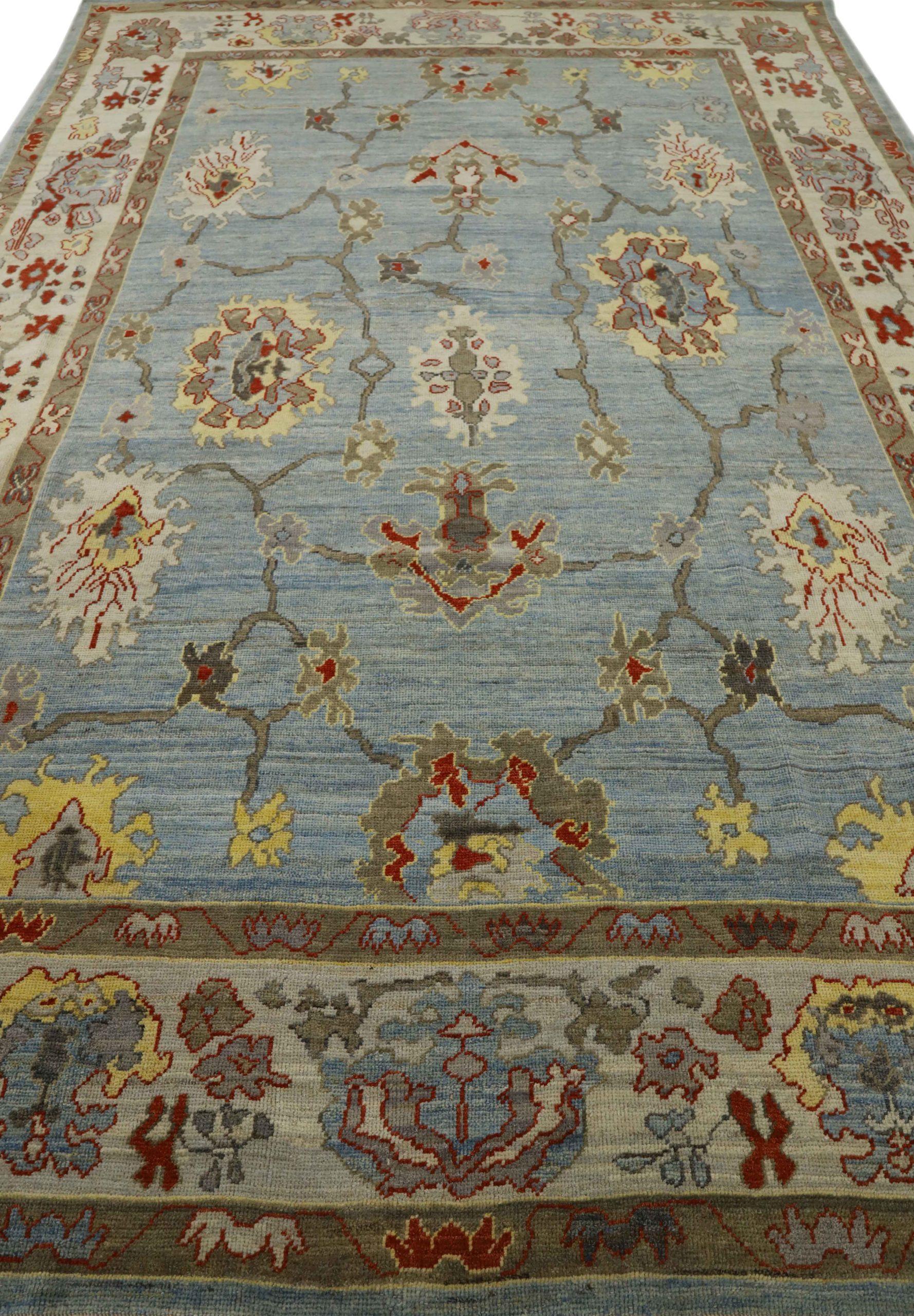 Discover the elegance of Afghanistan Oushak featuring Area Rugs in Circa 1990. Designed with Wool and BlueIvoryRedYellow, this exclusive design is perfect for enhancing your space.