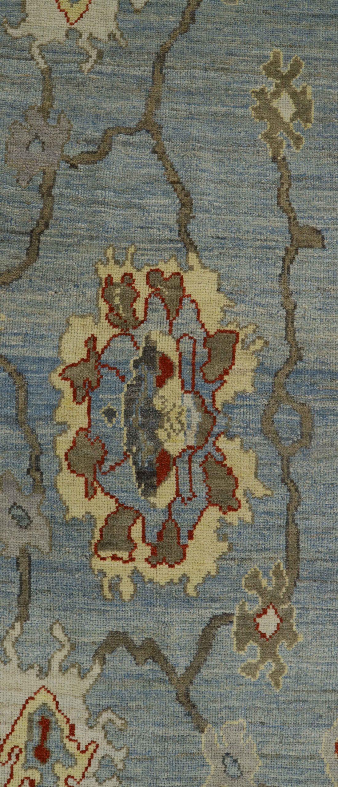 Afghanistan Oushak Area Rugs Circa 1990 - Wool Blue Ivory Red Yellow - 90719 For Sale 1