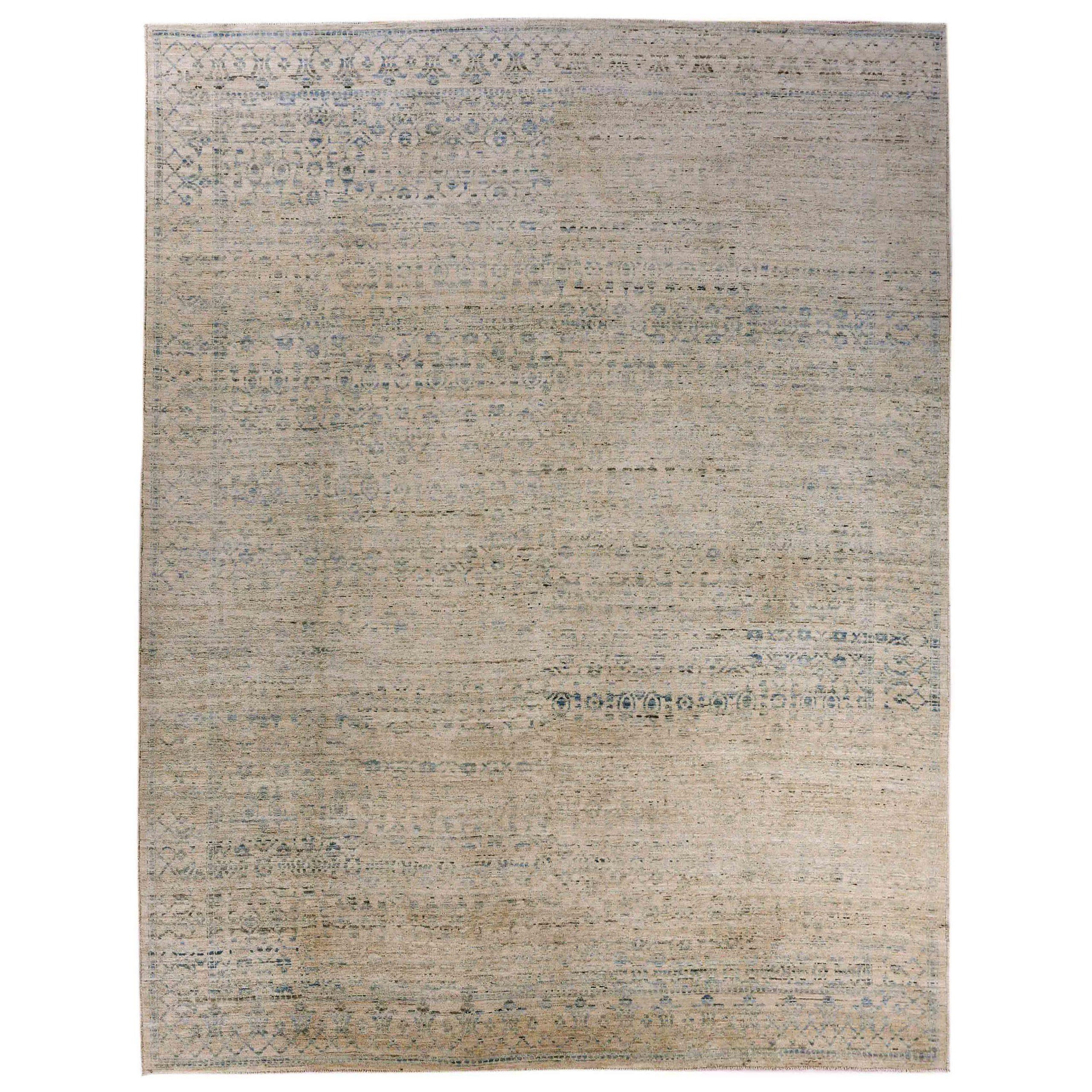 Afghanistan Oushak Area Rugs Circa 1990 - Wool Blue Ivory Taupe 70697