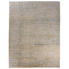 Afghanistan Oushak Area Rugs Circa 1990 - Wool Blue Ivory Taupe 70697