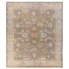 Afghanistan Oushak Area Rugs Circa 1990 - Wolle Blau Orange Taupe Gelb 70710