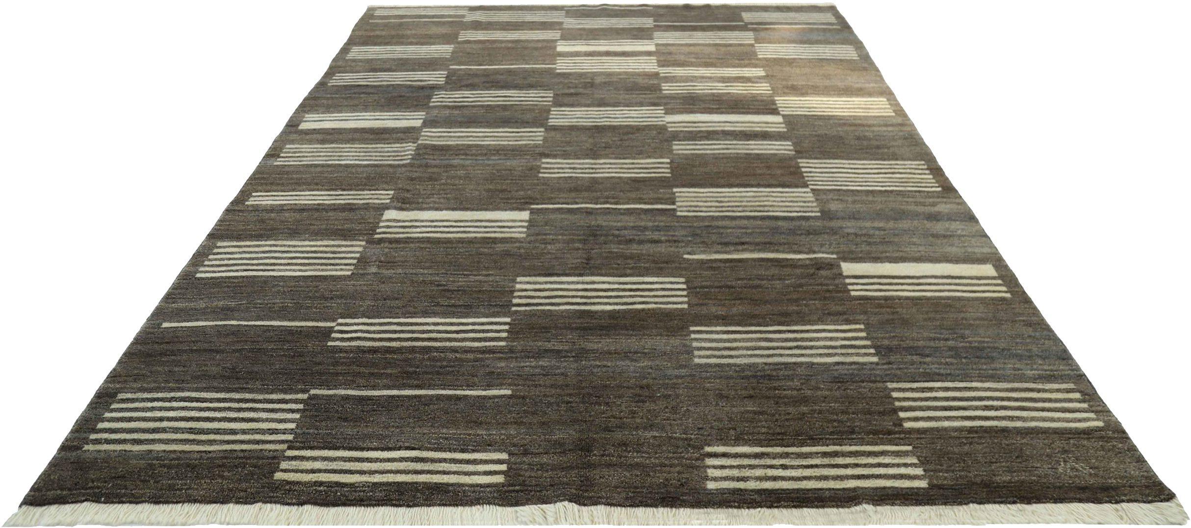 Afghanistan Oushak Area Rugs Circa 1990 - Wool Brown Ivory Design - 90693 In Excellent Condition For Sale In Dallas, TX