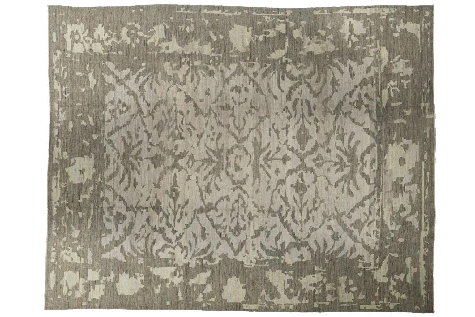 Turco Tappeti Afghanistan Oushak Circa 1990 - Lana Marrone Avorio Design - 90728 in vendita