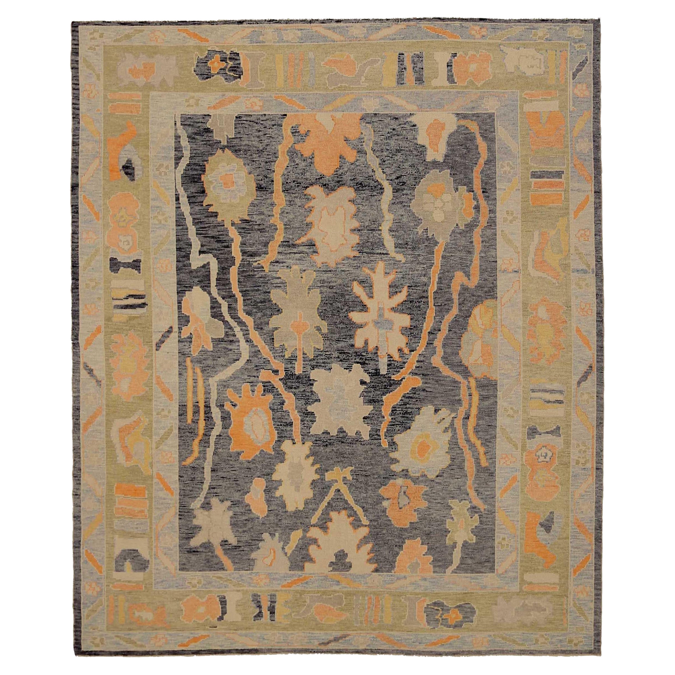 Afghanistan Oushak Area Rugs CIRCA 1990 - Wolle Braun Elfenbein Orange Design - 90662