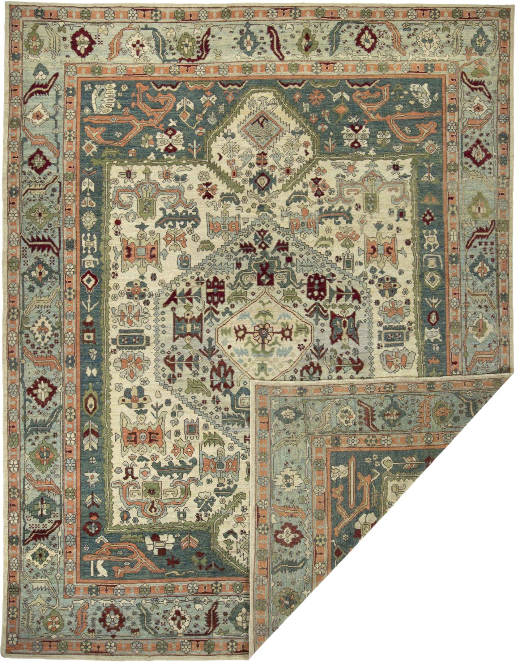 Scopri l'eleganza dell'Afghanistan Oushak con i tappeti per l'area CIRCA del 1990. Progettato con lana e verde-avorio-rosa, questo design esclusivo è perfetto per valorizzare il tuo spazio.