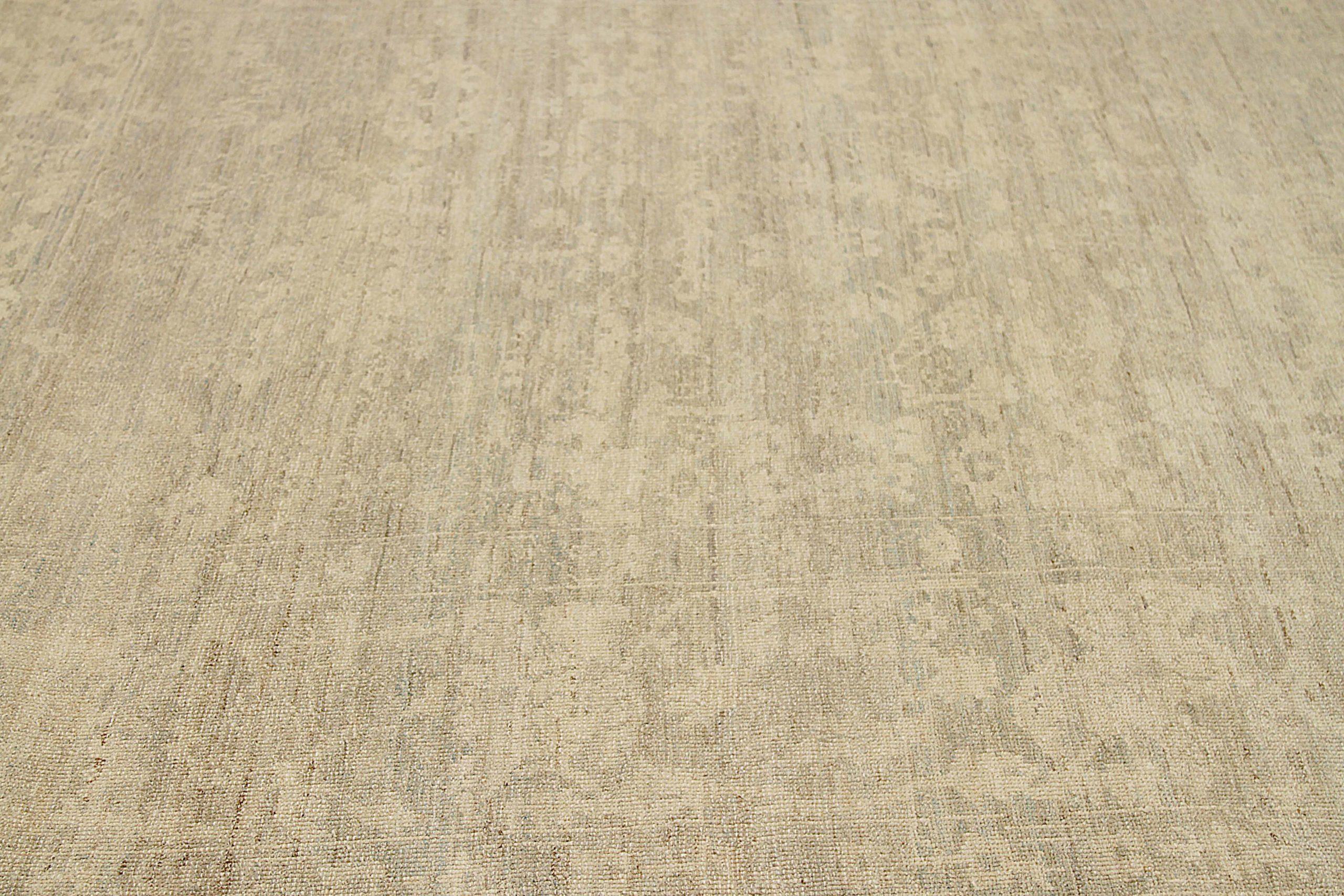 Afghanistan Oushak-Teppiche Circa 1990 - Wolle Elfenbein Taupe Design - 92483 (Stammeskunst) im Angebot