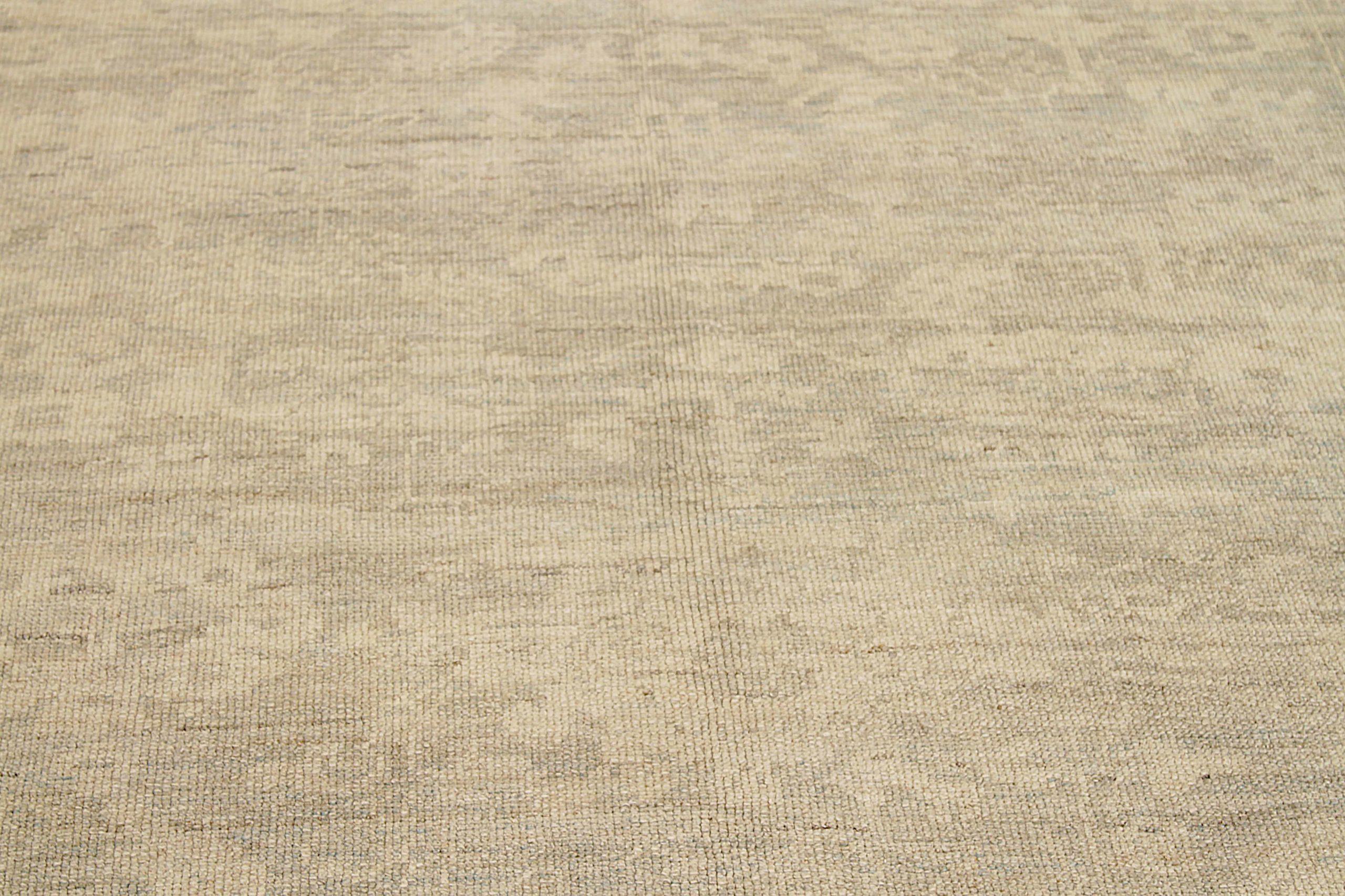 Afghanistan Oushak-Teppiche Circa 1990 - Wolle Elfenbein Taupe Design - 92483 im Zustand „Hervorragend“ im Angebot in Dallas, TX