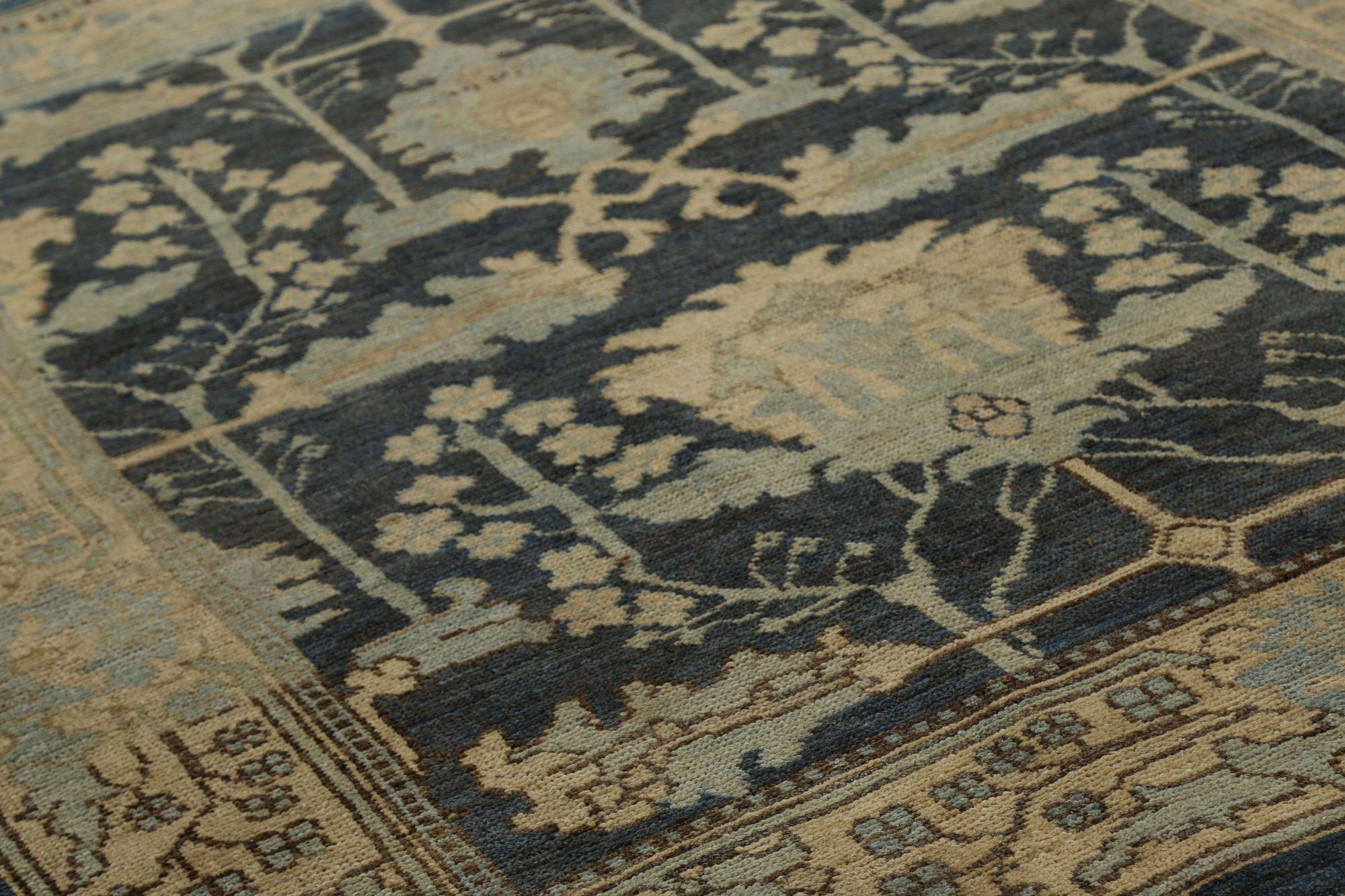 Turkish Turkey Oushak Area Rugs - Wool Black Design - 96126 For Sale
