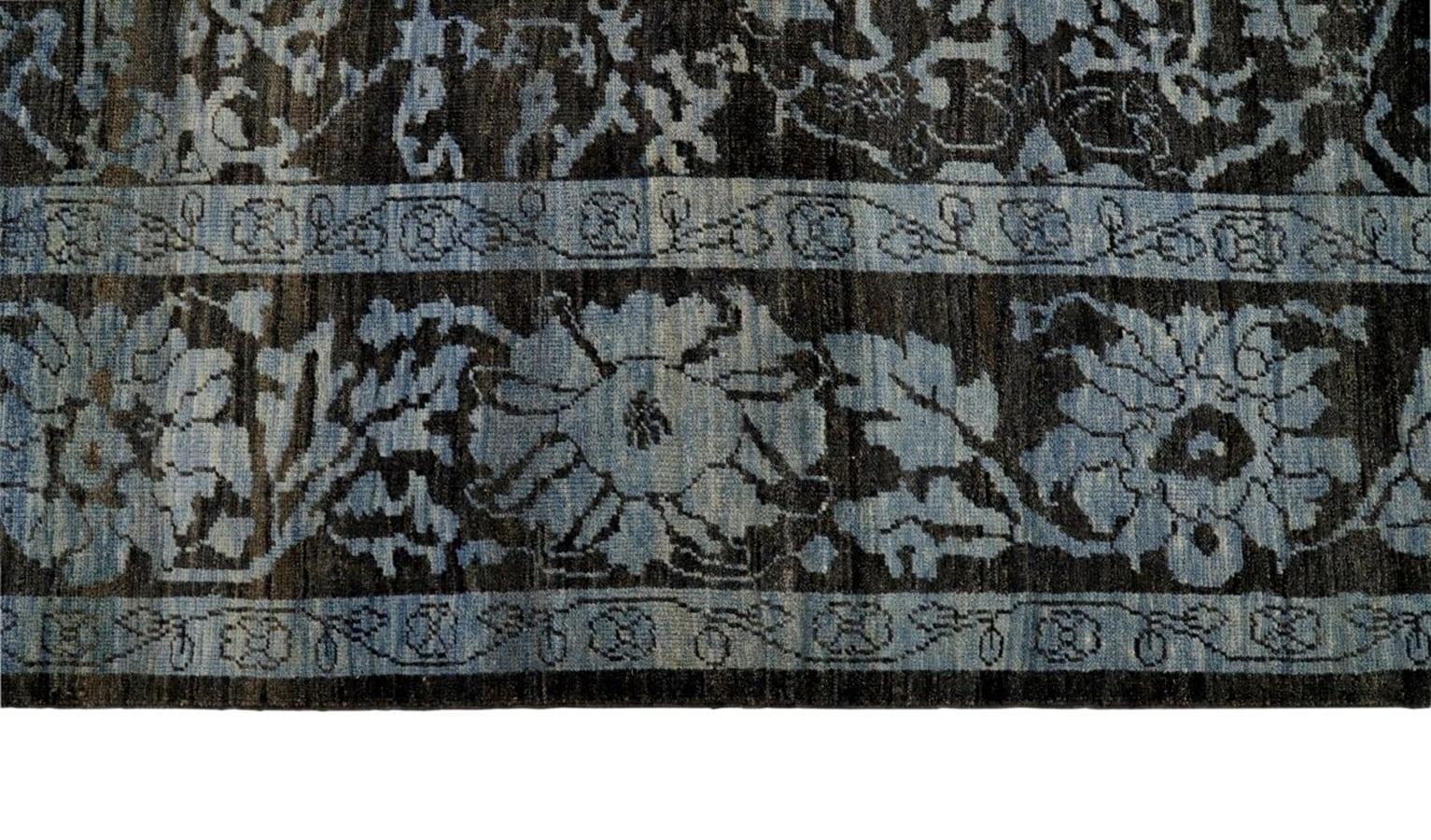 Alfombras de Afganistán Oushak - Lana Diseño Azul Marrón - 93610 en Excelente estado para la venta en Dallas, TX