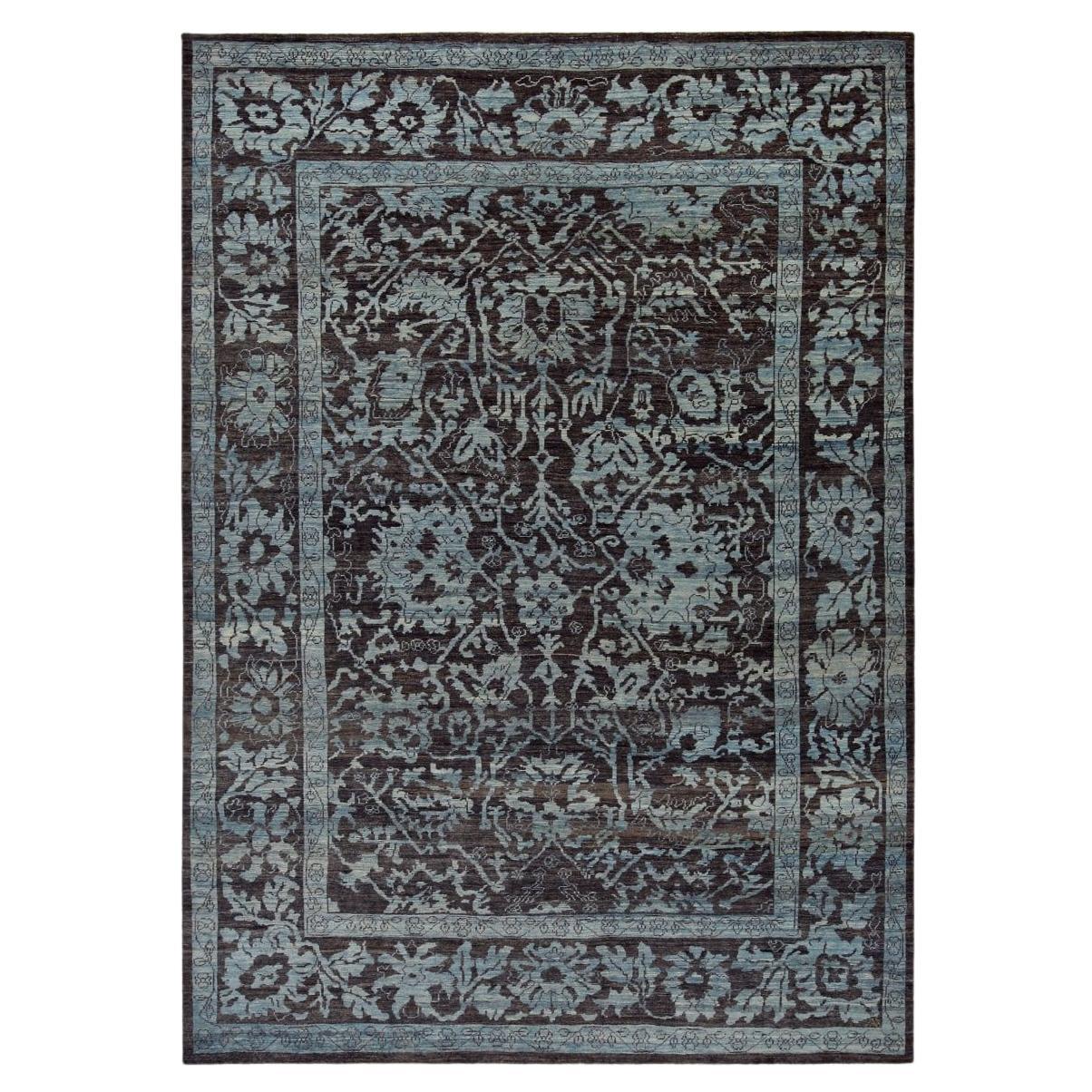 Afghanistan Oushak Area Rugs - Wolle Blau Brown Design - 93610