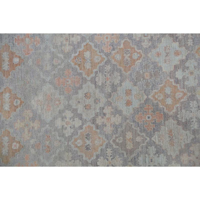 Tribal Tapis Afghanistan Oushak - Laine Bleu Brown Orange Design - 97492 en vente